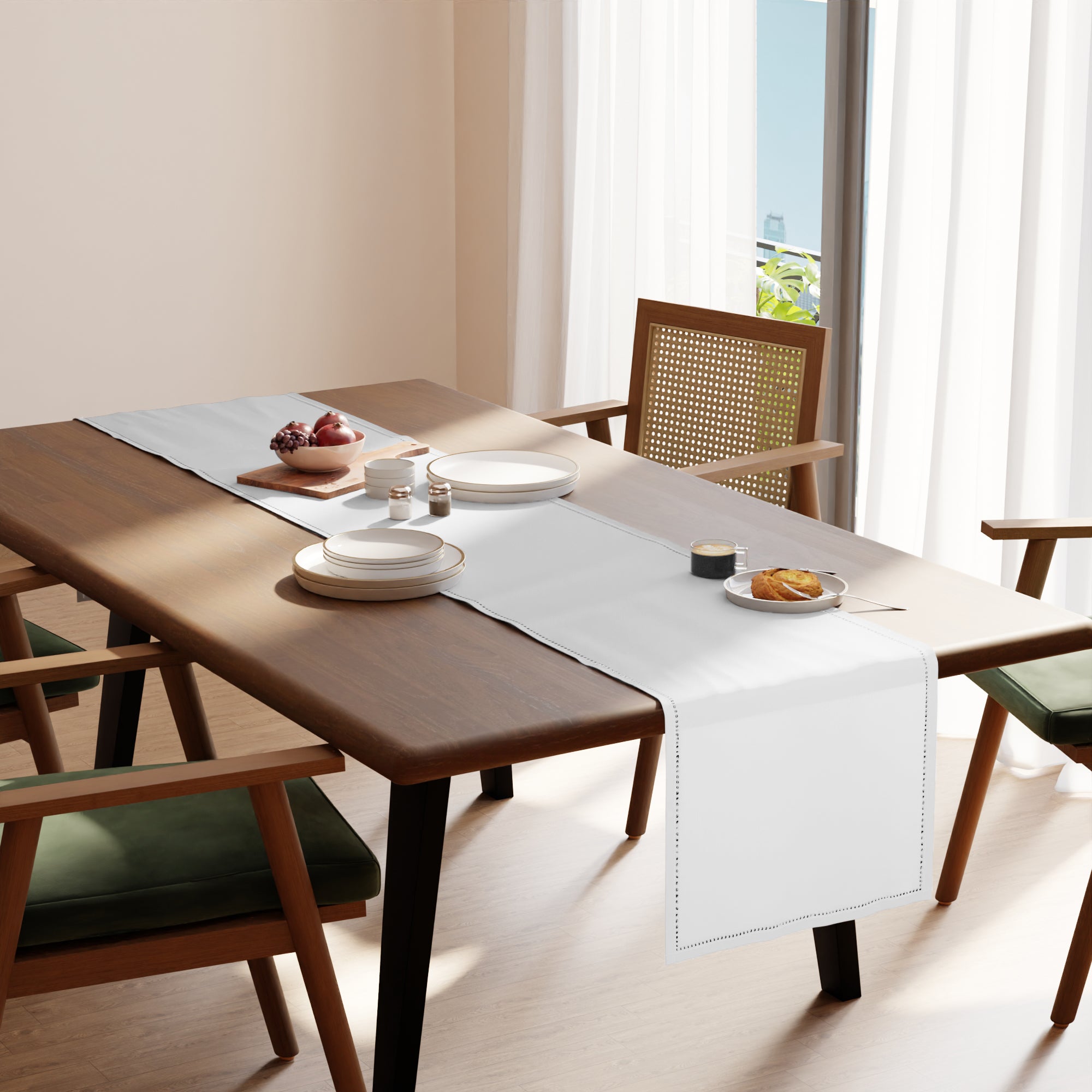Cotton White Table Runner (Pack of 1)