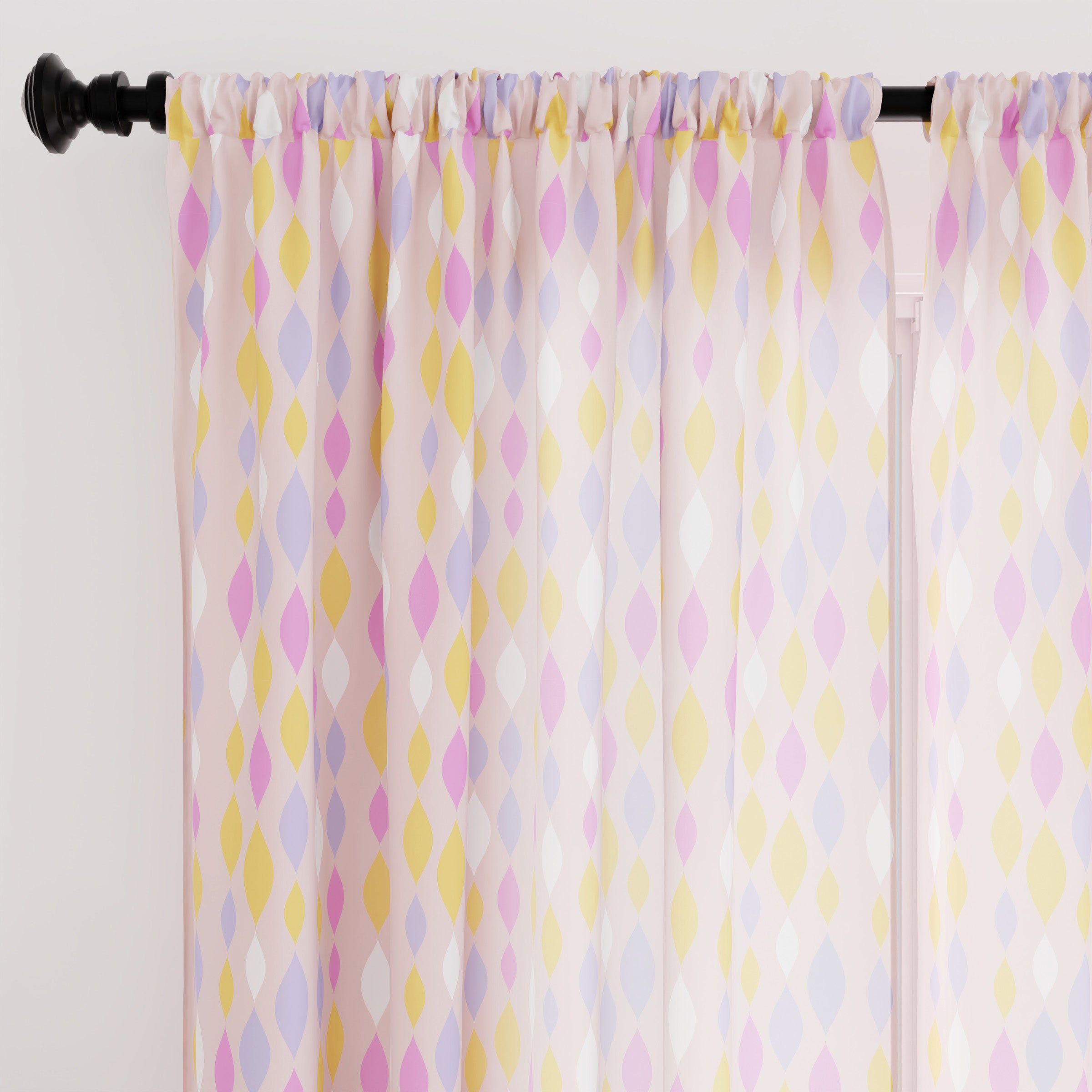 Polyester Teardrops Pink Curtain (Pack of 2)