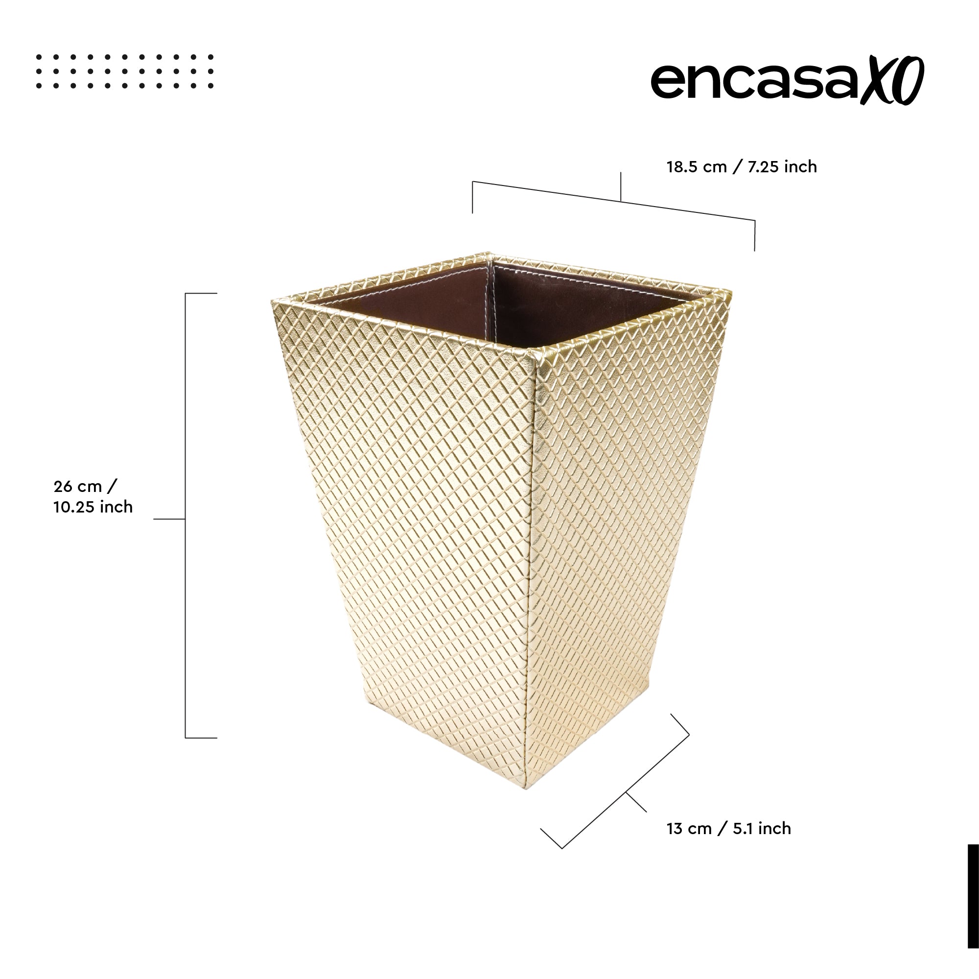 Faux Leather Light Gold Leather Dustbin