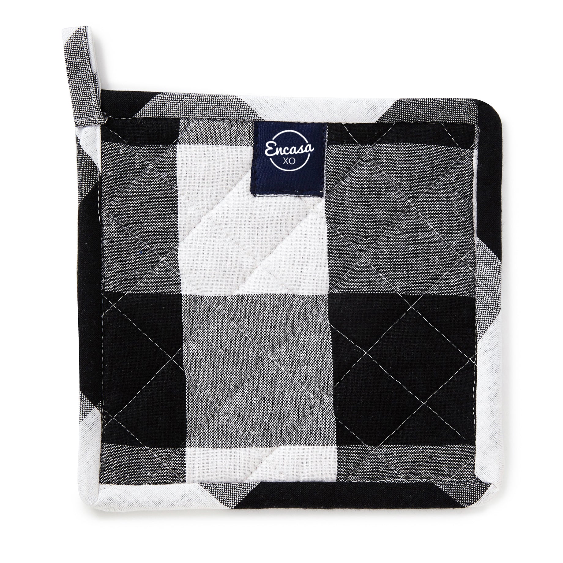 Cotton Buffalo Black Checks Pot Holders (Pack of 2)