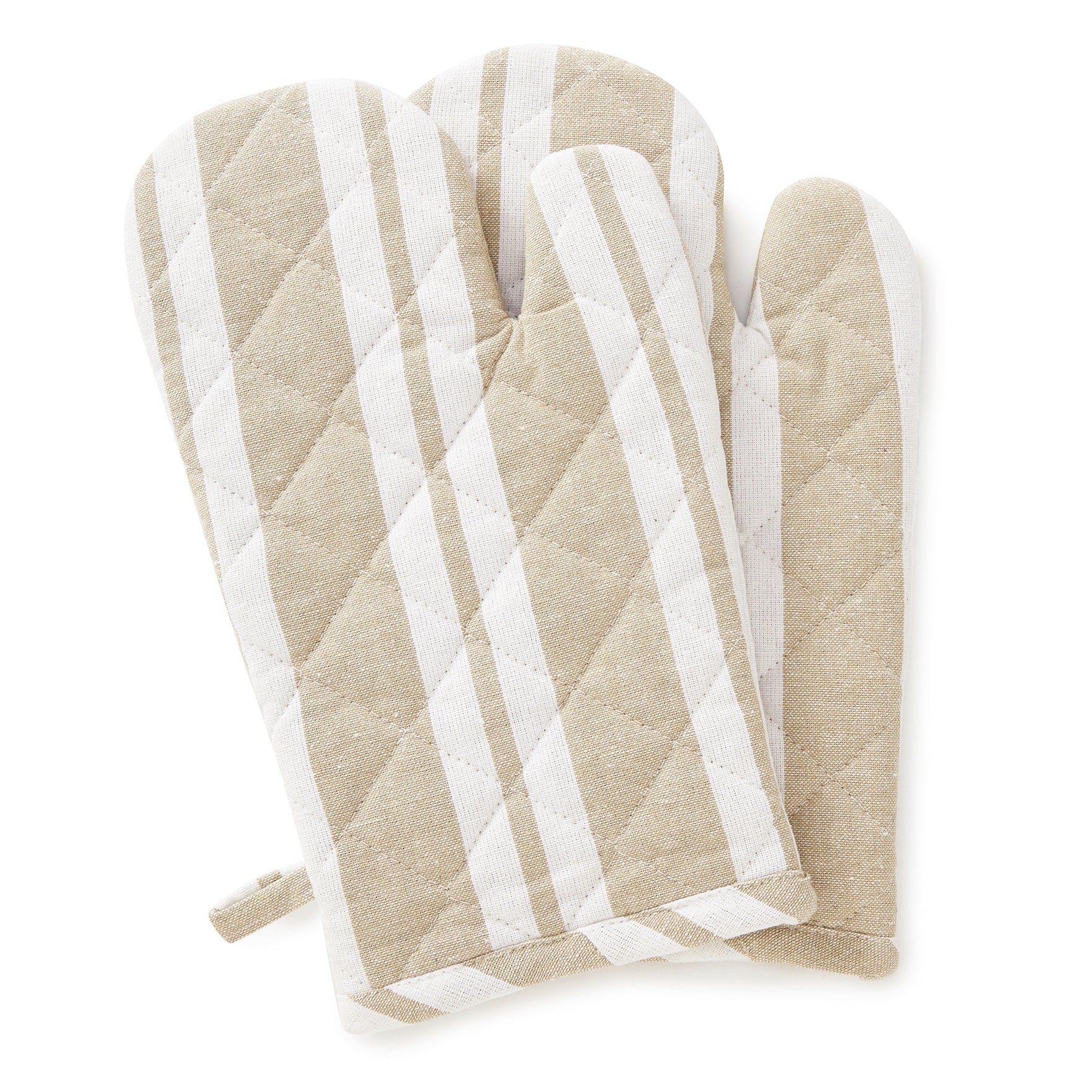 Cotton Franca Beige Stripes Oven Gloves (Pack of 2)