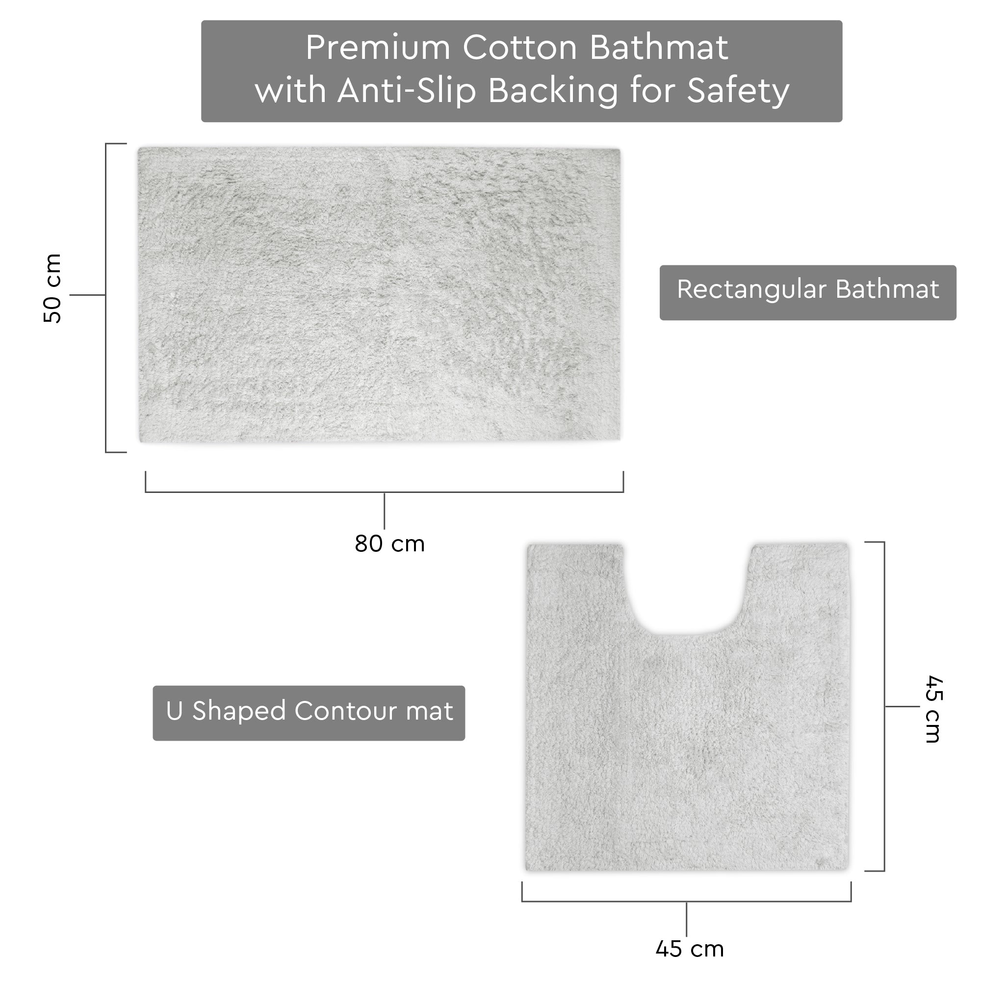 Cotton Light Grey Bathmat (Pack of 2)