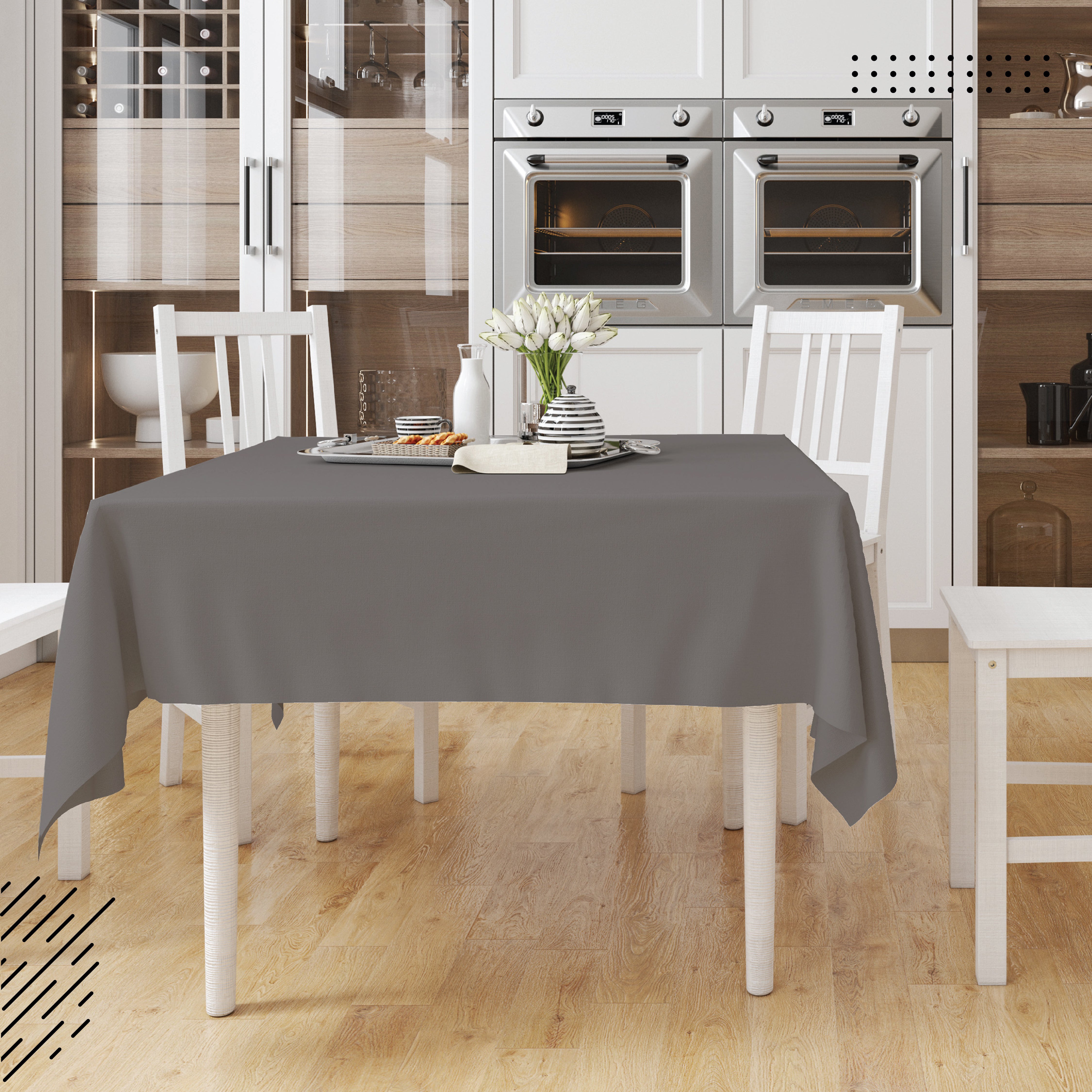 Canvas Grey Table Cloth (Pack of 1)