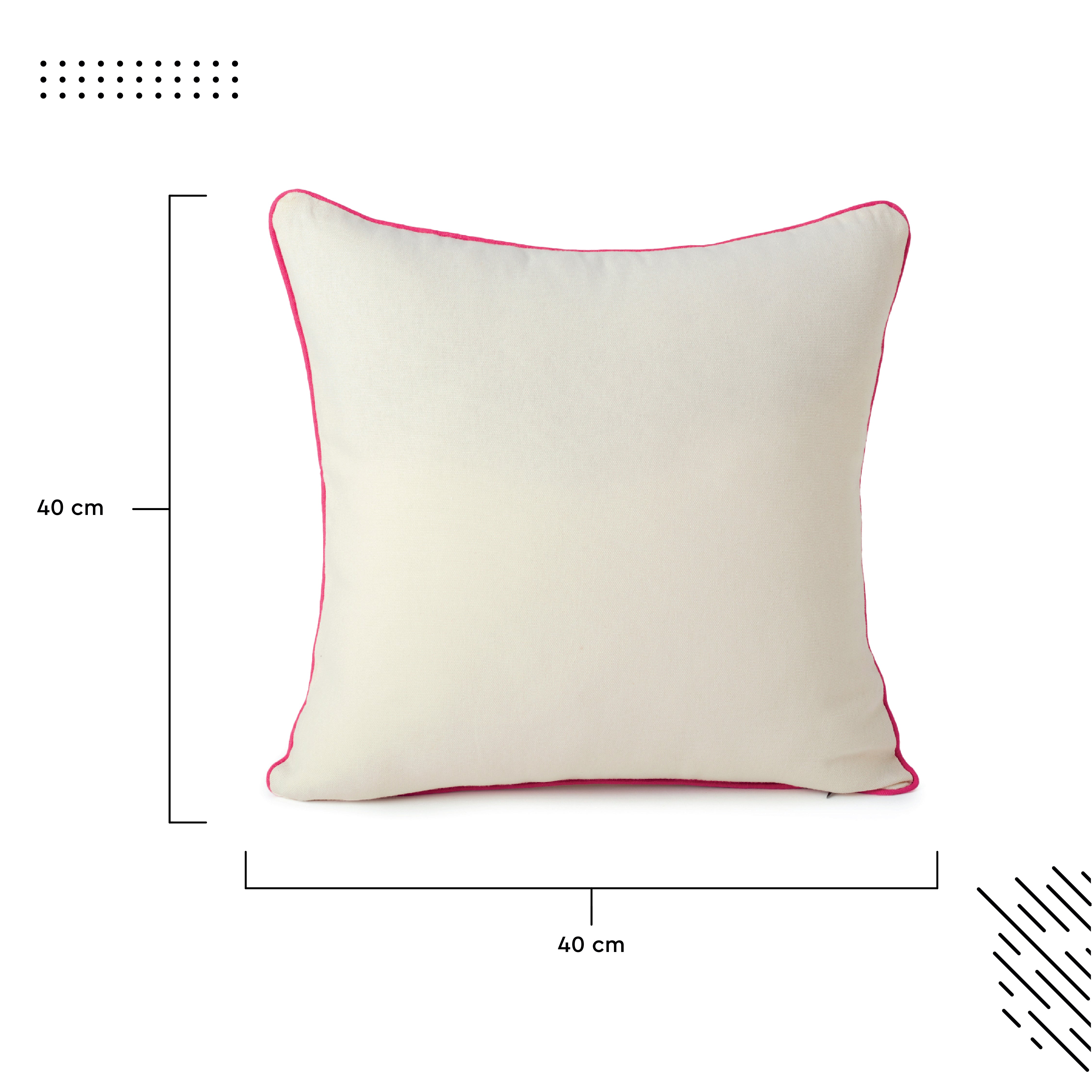 Cotton Hot Pink +Natural Cushion Cover (Pack of 2)