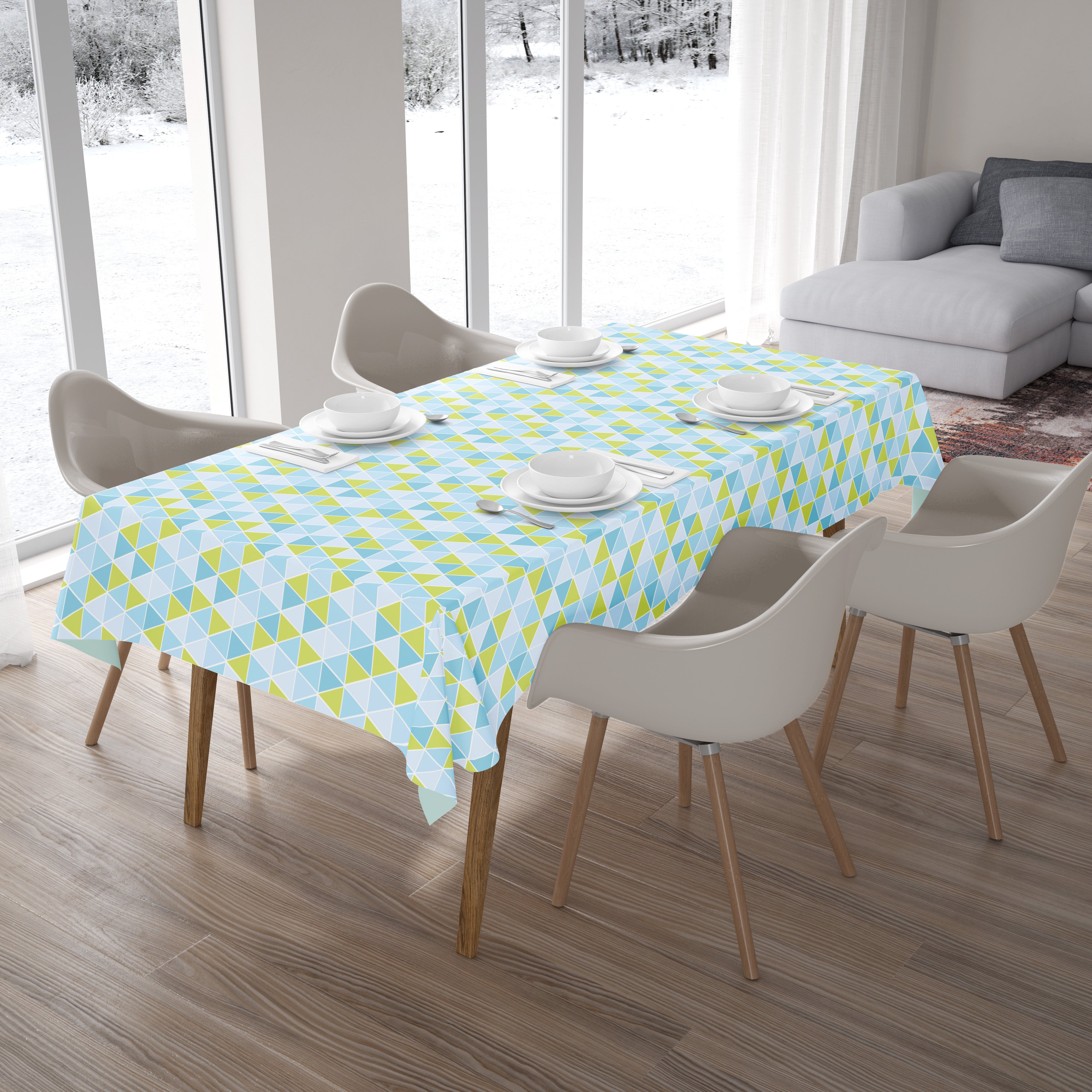 Cotton Triangles Aqua Table Cloth (Pack of 1)