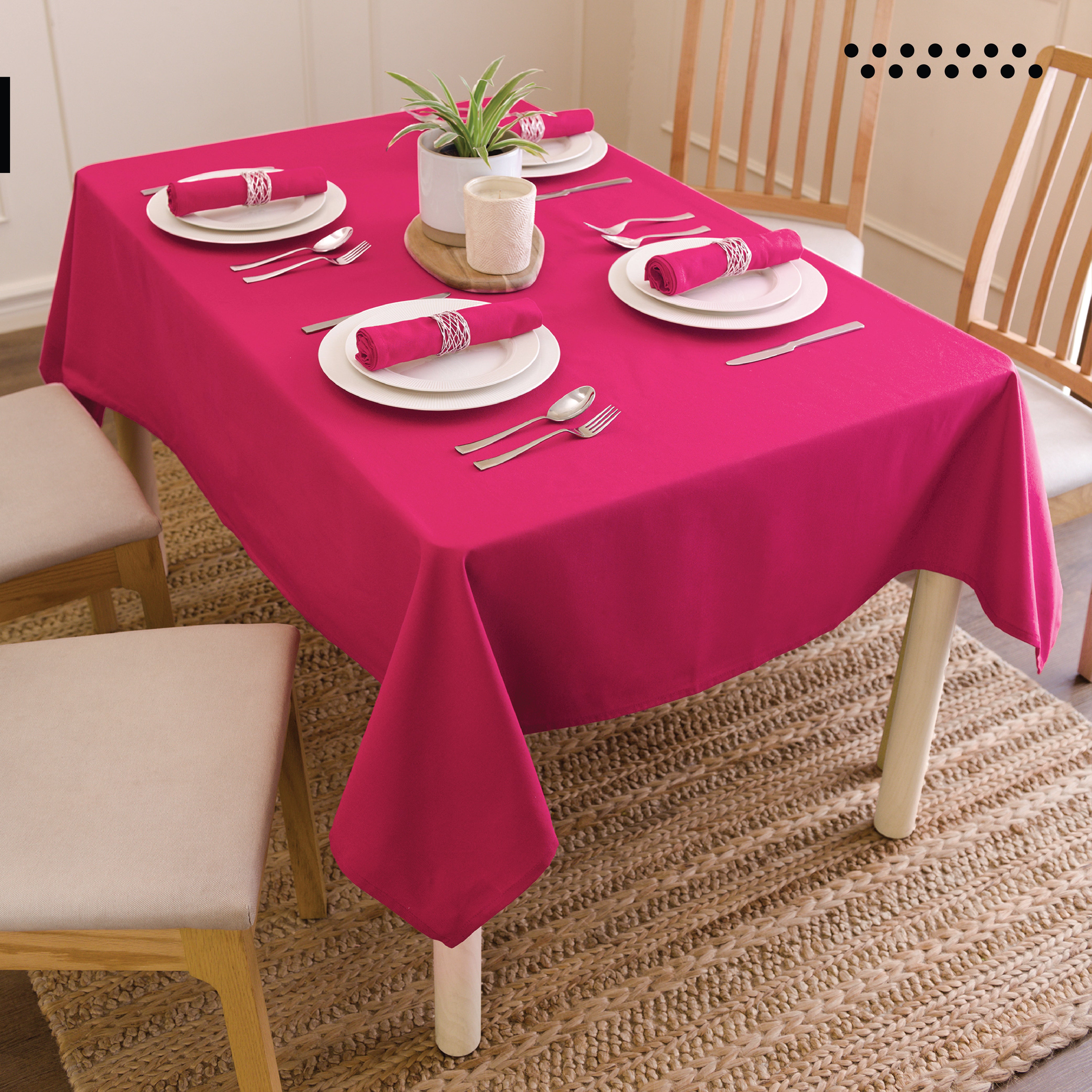 Cotton Hot Pink Table Cloth (Pack of 1)