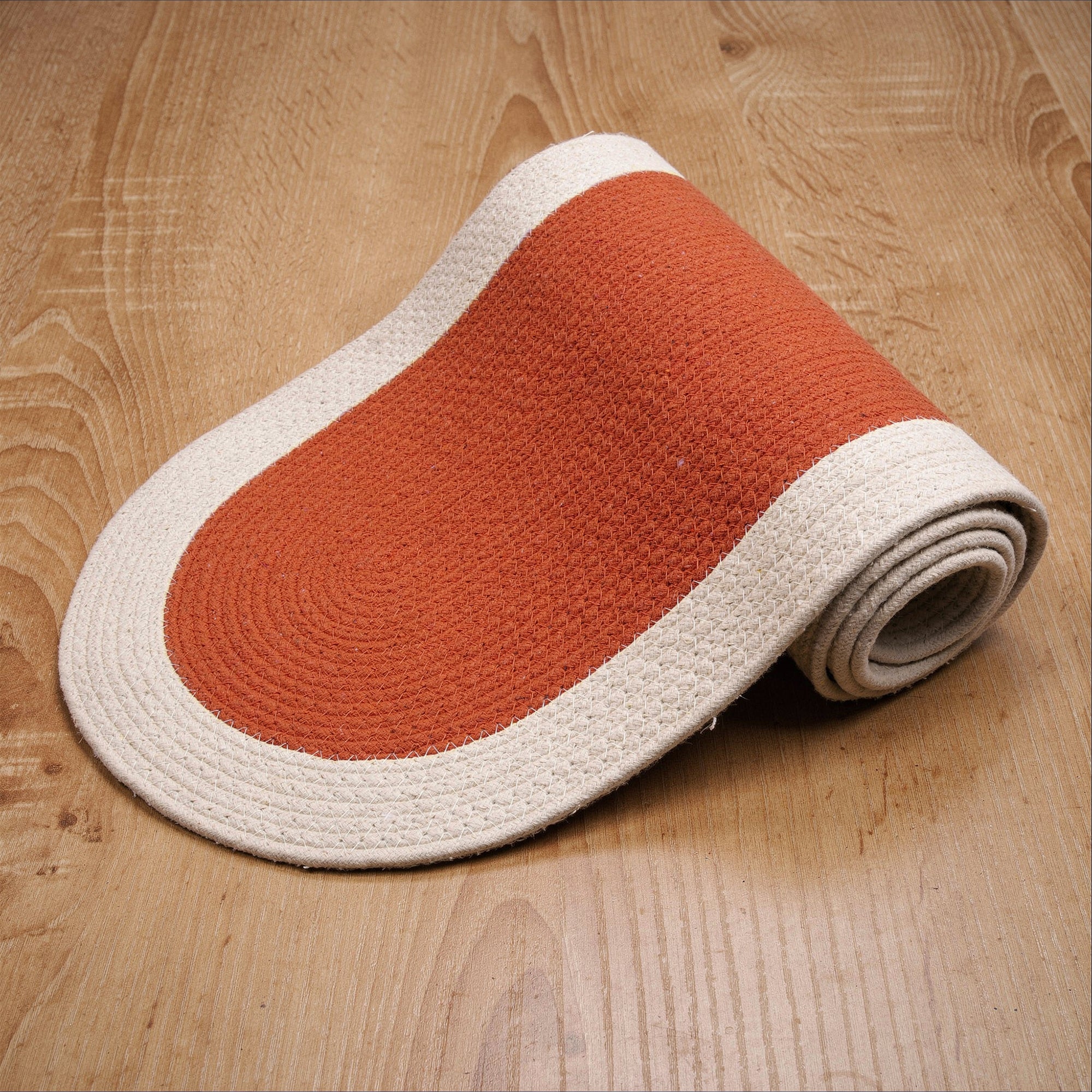 Cotton Coral & Off White Table Runner (Pack of 1)
