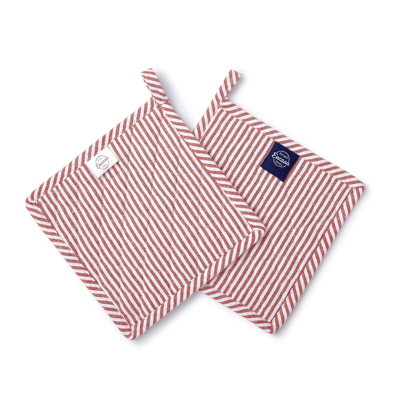 Cotton Ticking Red Pot Holders (Pack of 2)