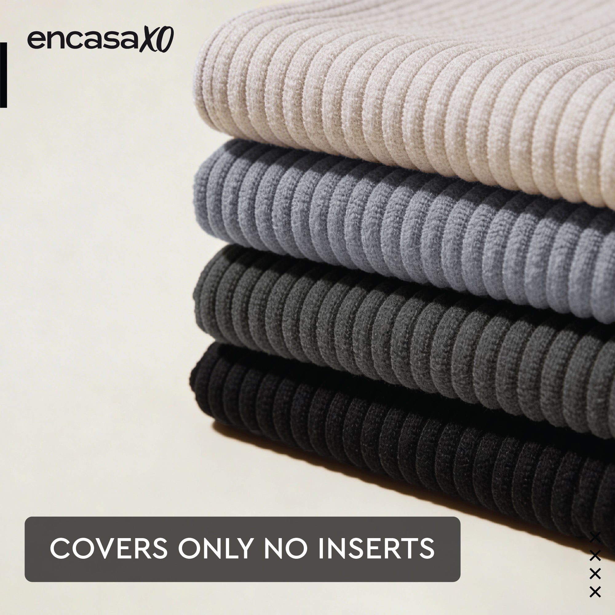Corduroy Grey Combo Cushion Cover (Pack of 4)