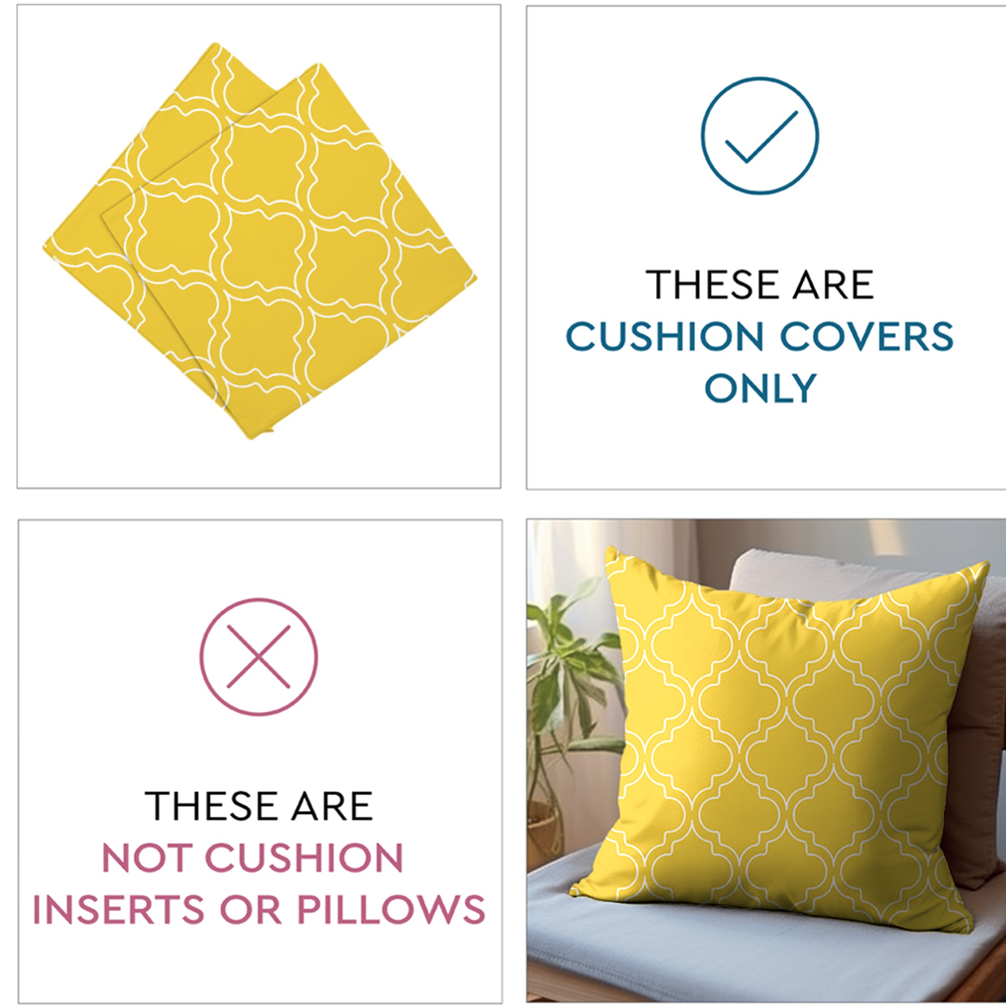 Micro Yellow Trellis Cushion Cover (Pack of 5)
