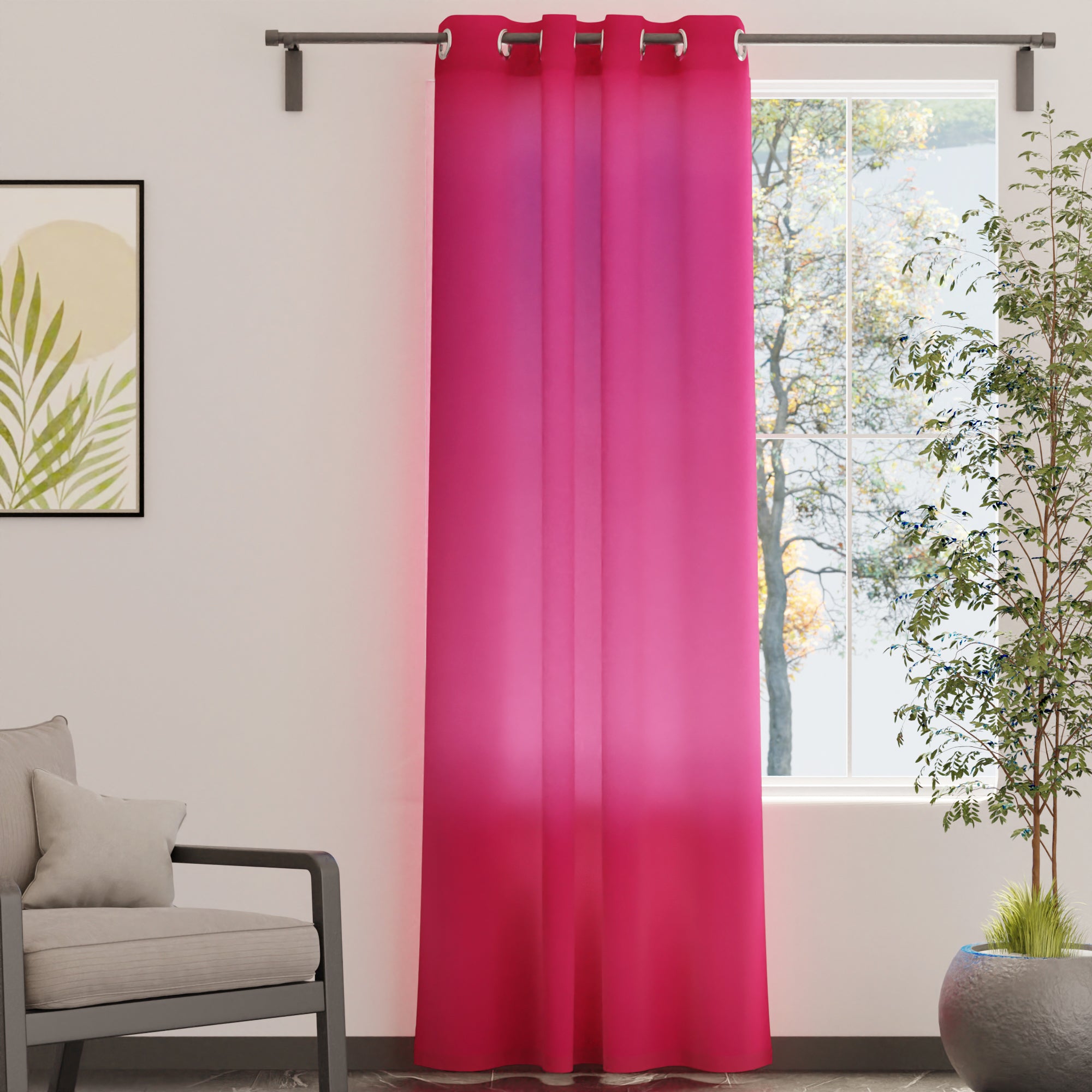Canvas Hot Pink Curtain (Pack of 1)
