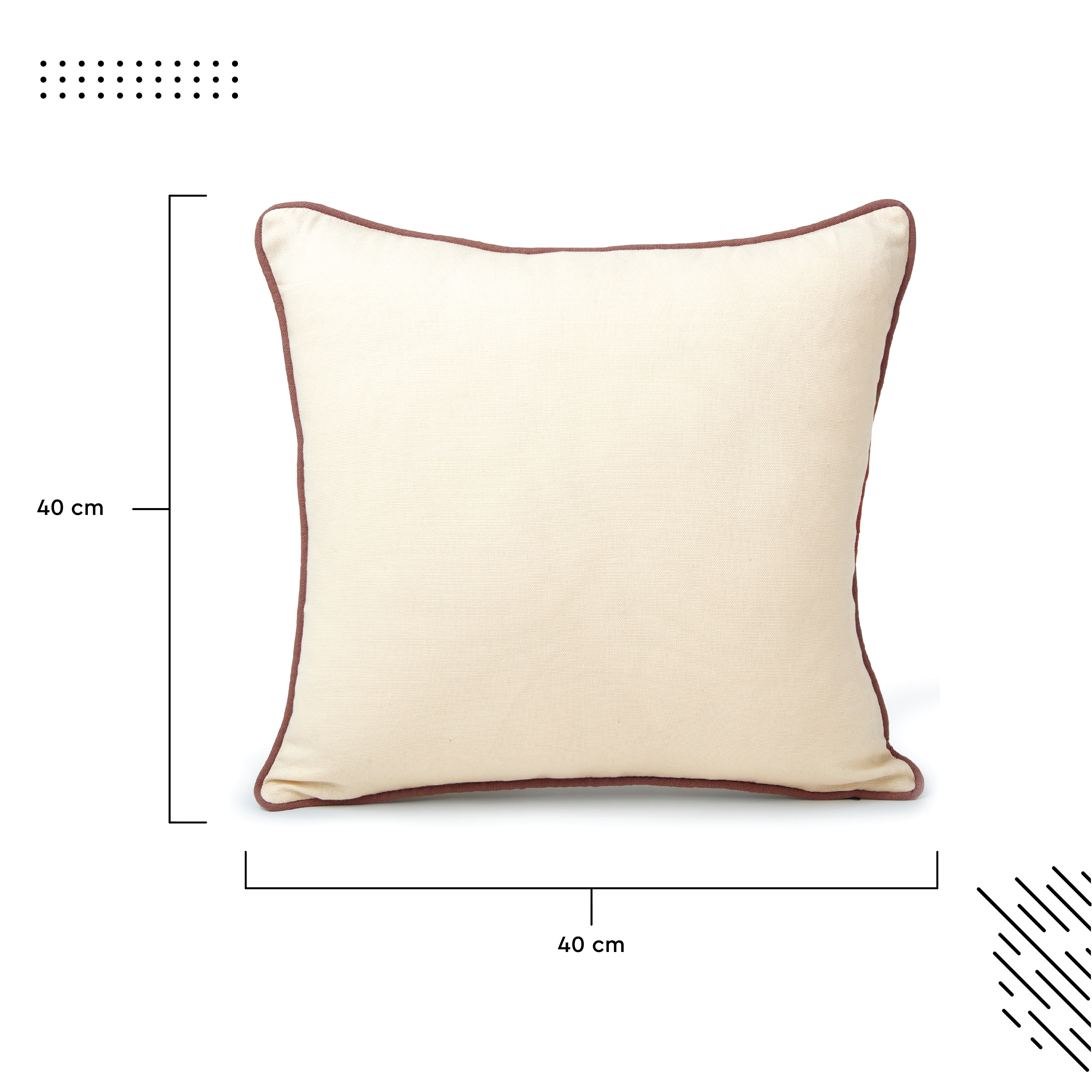Cotton Tan with Natural Cushion Cover (Pack of 2)