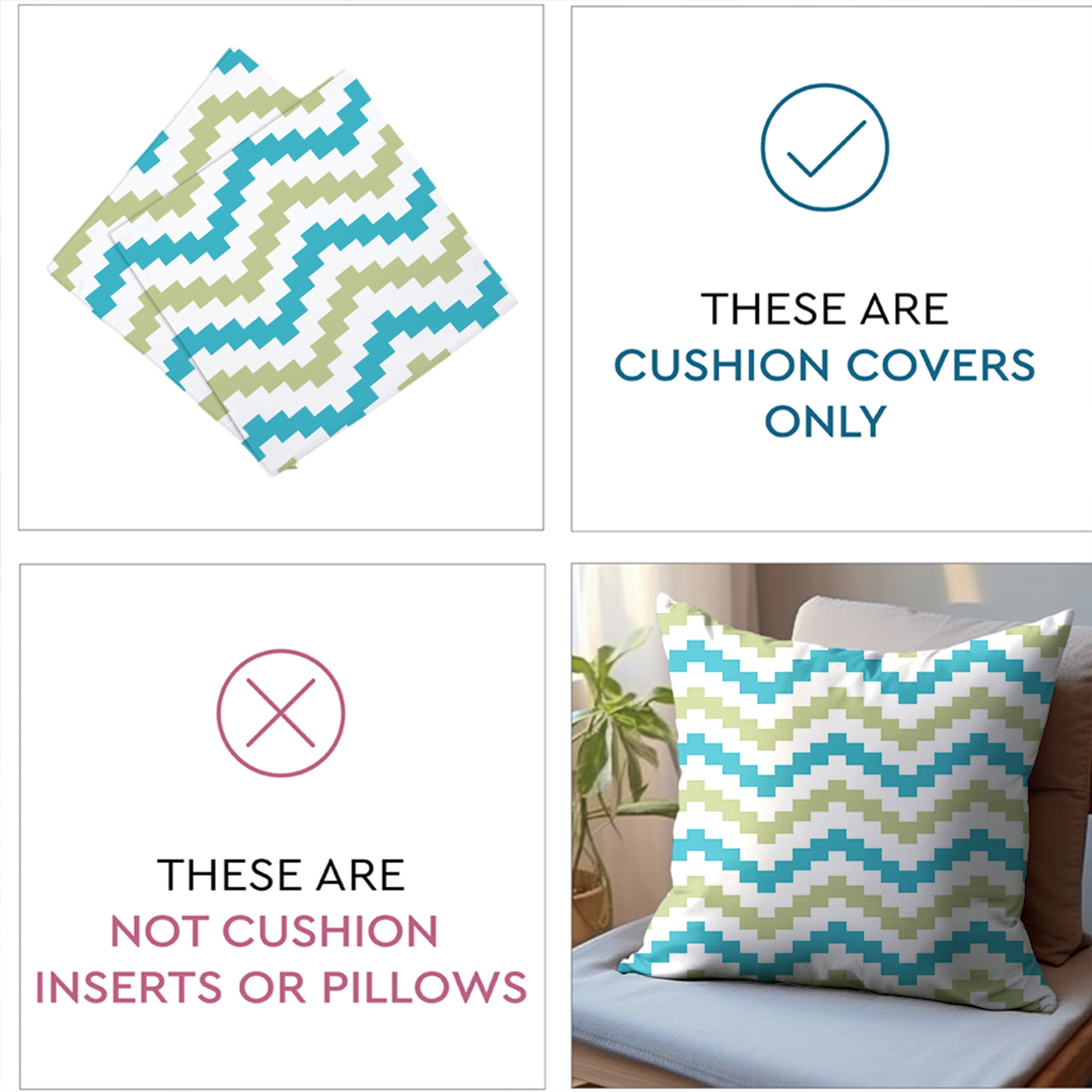 Micro Chevron Green Cushion Cover