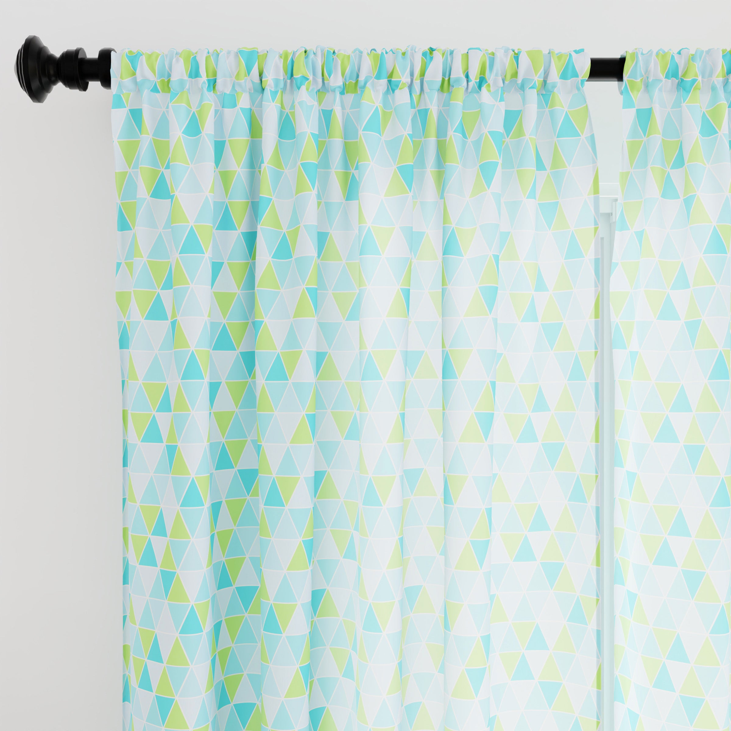 Polyester Triangles Aqua Curtain (Pack of 2)