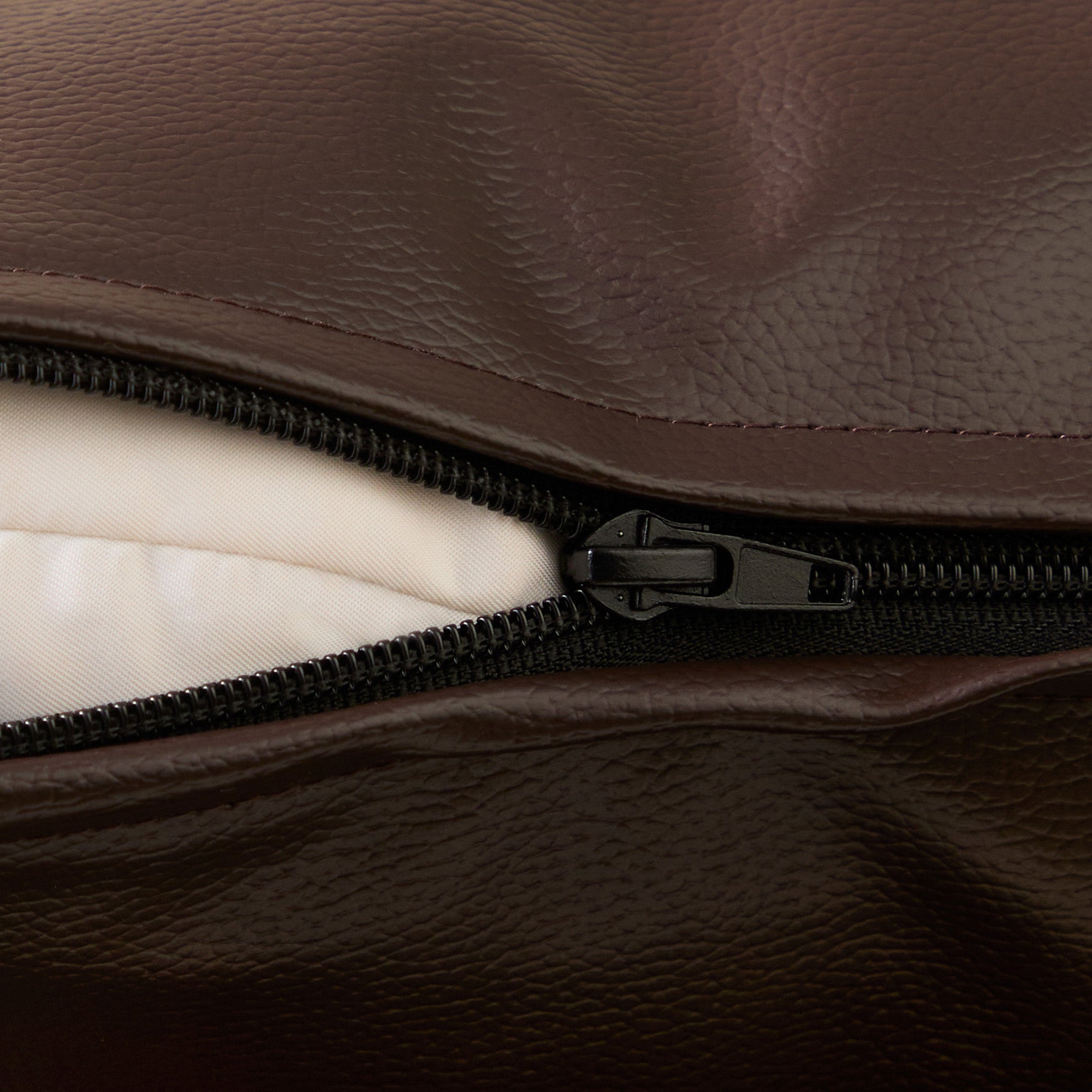 PVC Leather Dark Brown Stitch Cushion Cover (Pack of 2)
