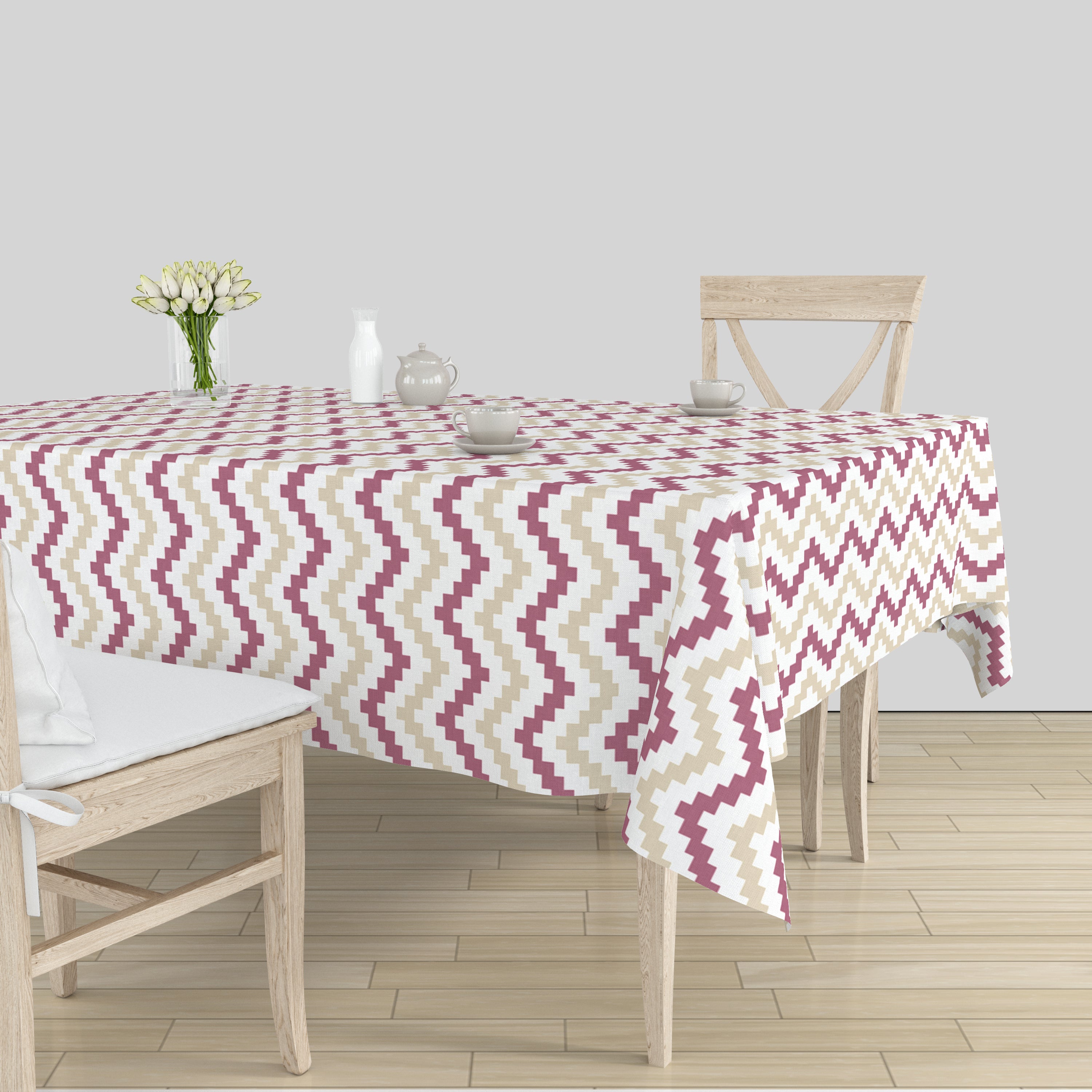 Polyester Chevron Brown Table Cloth (Pack of 1)