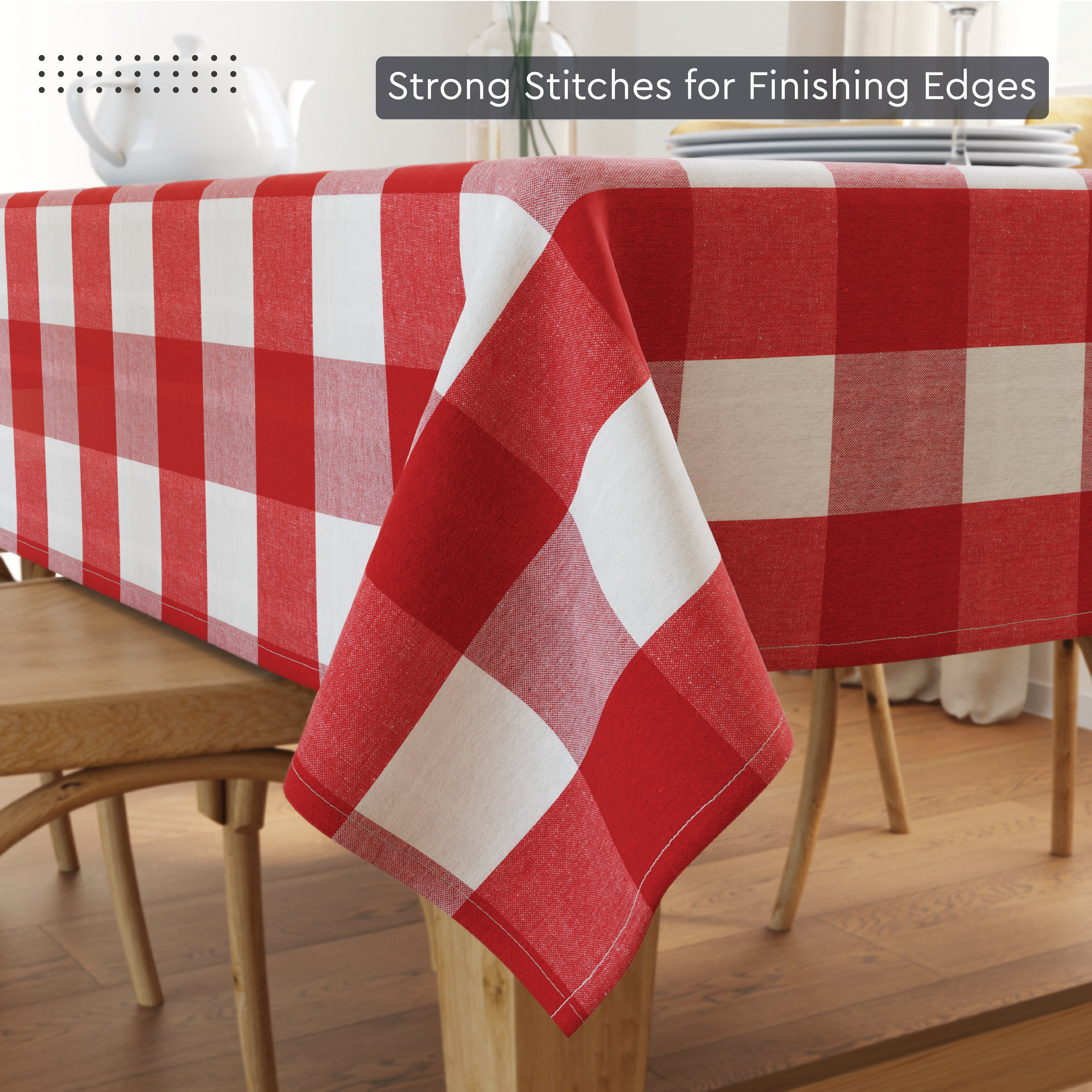 Cotton Buffalo Red Checks Table Cloth (Pack of 1)