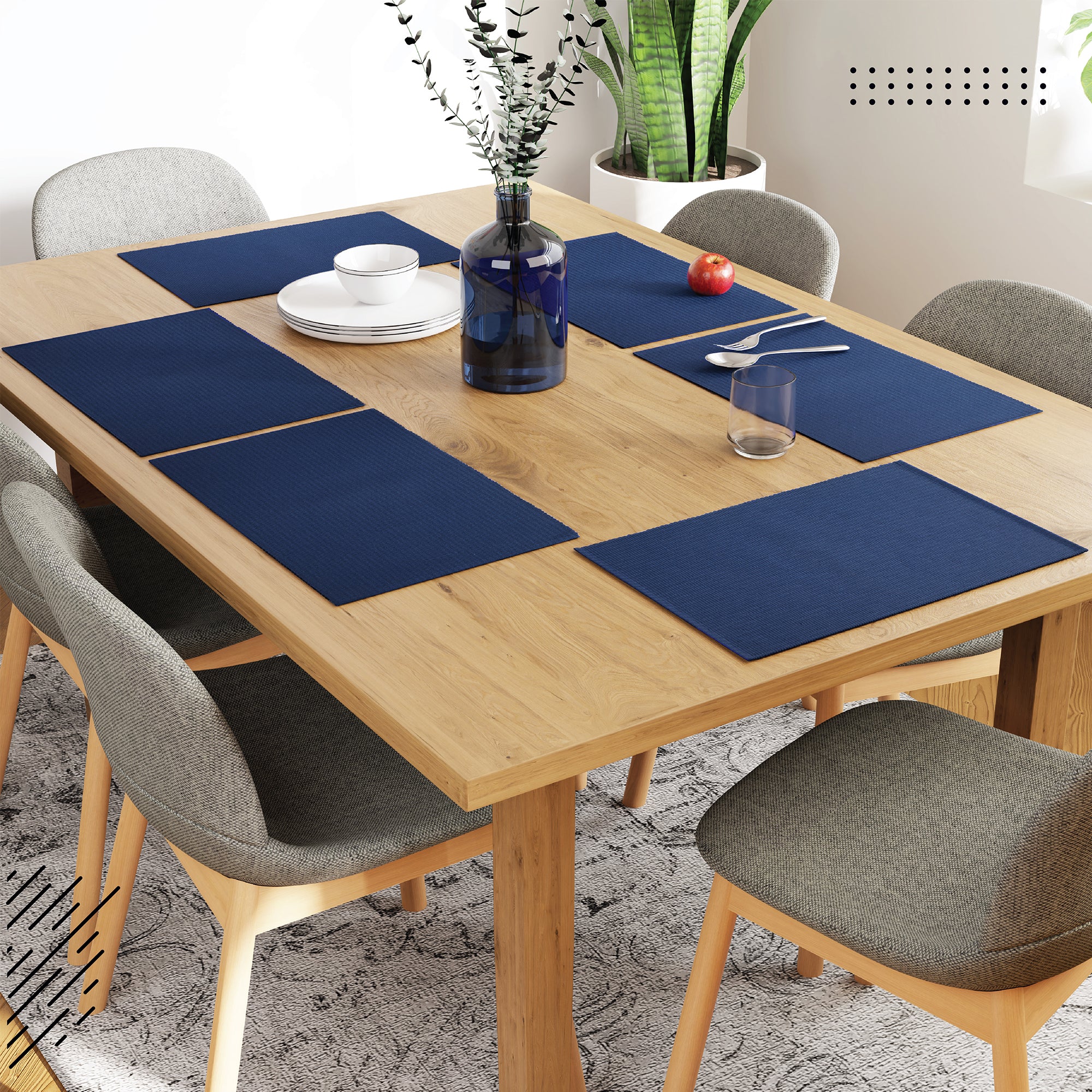 Cotton Solid Navy Blue Placemat (Pack of 6)