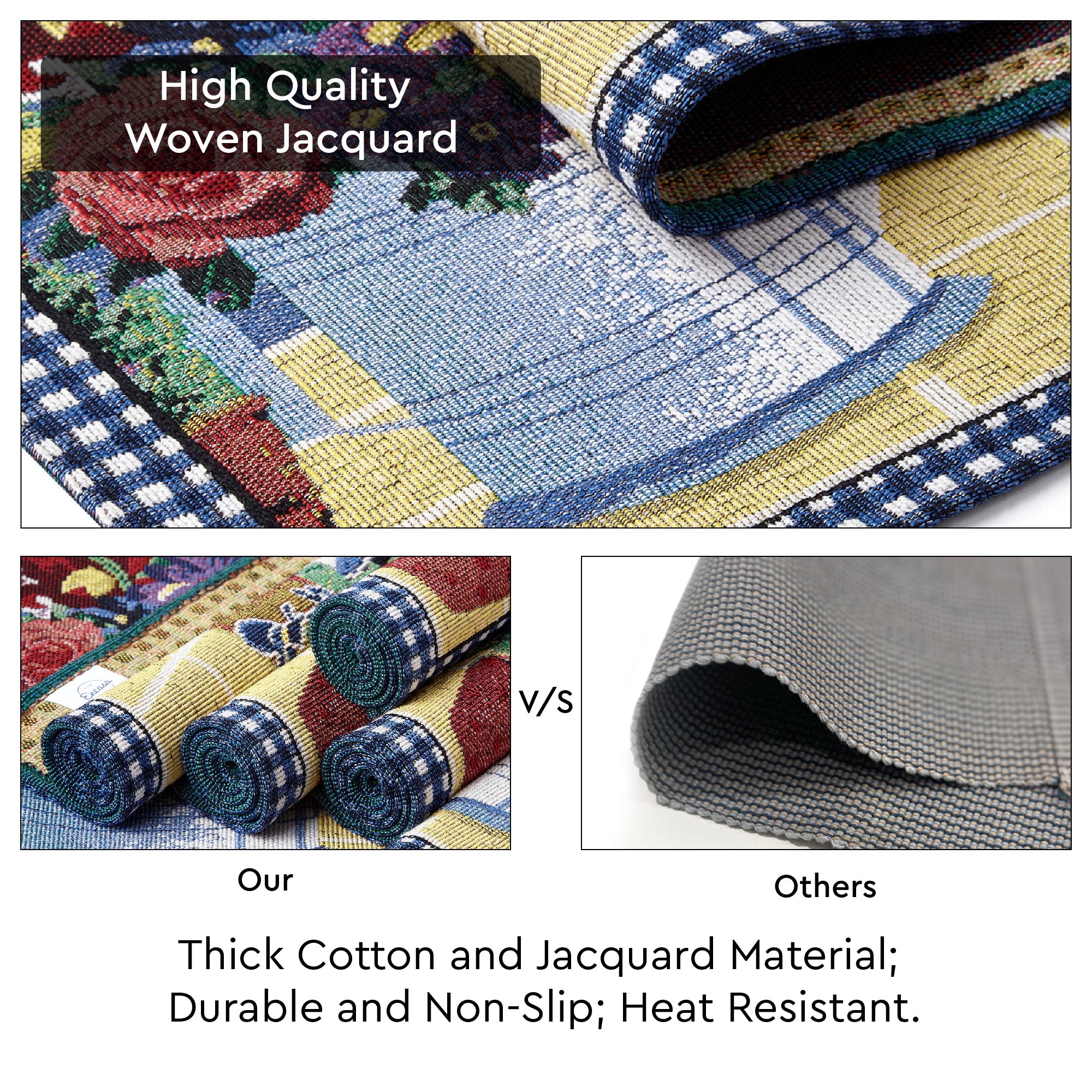Cotton Flowerpot Table Runner+Placemat (Pack of 5)