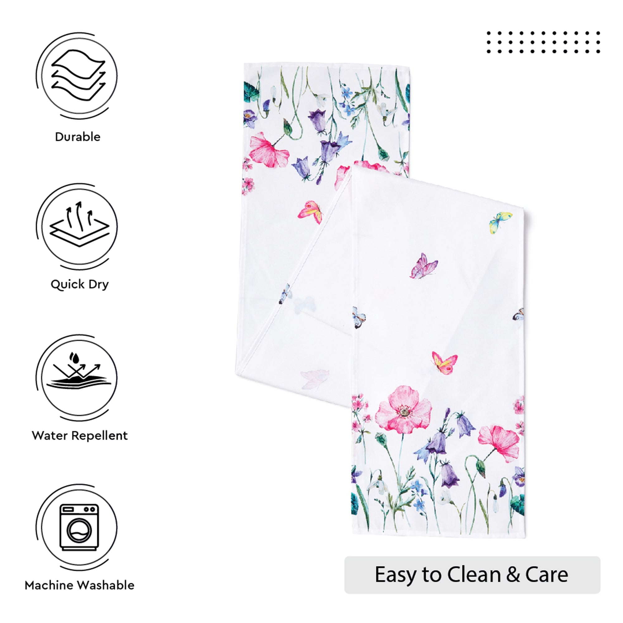 Spun Polyester Pink Butterflies Table Runner (Pack of 1)
