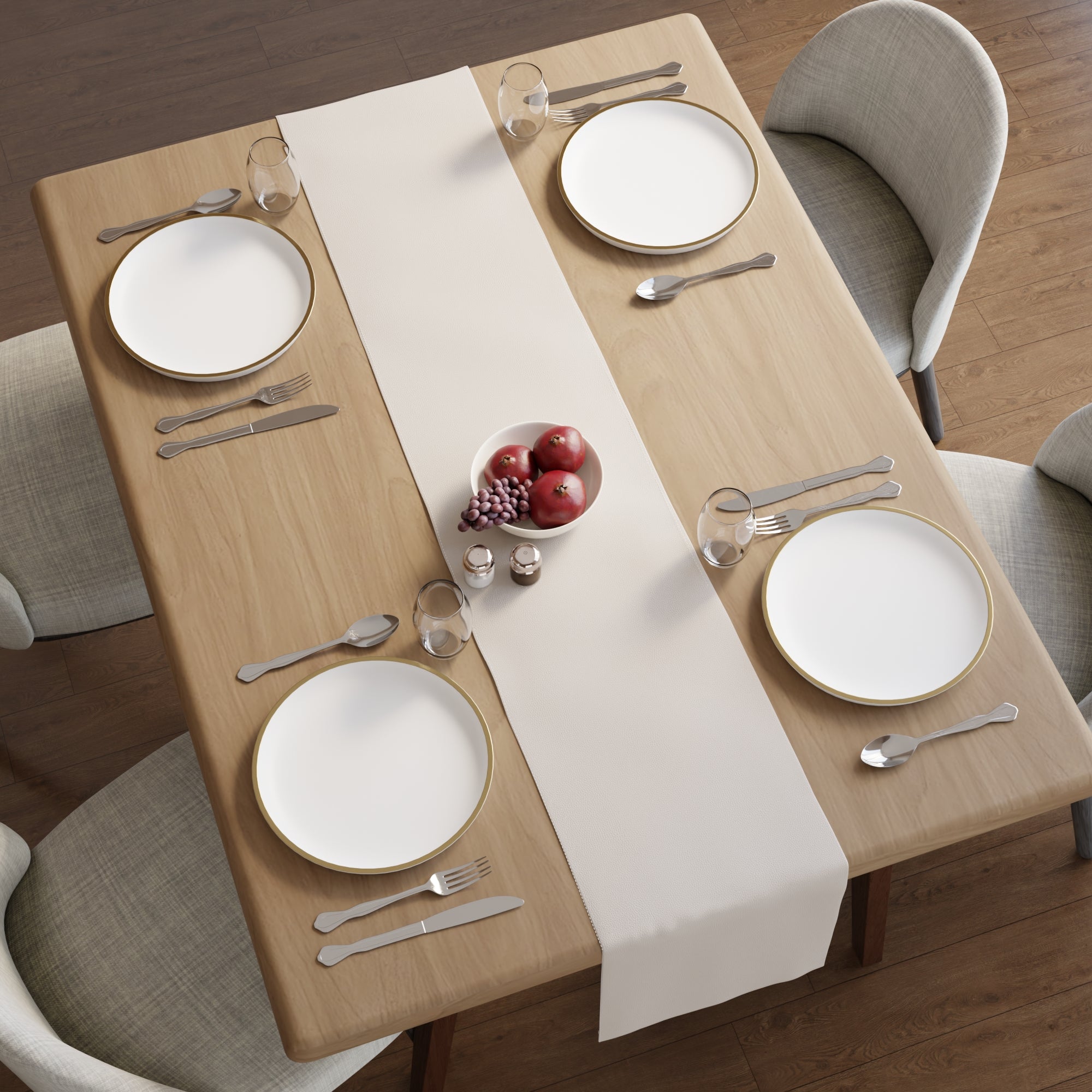 PVC Leather Cream Table Runner (Pack of 1)