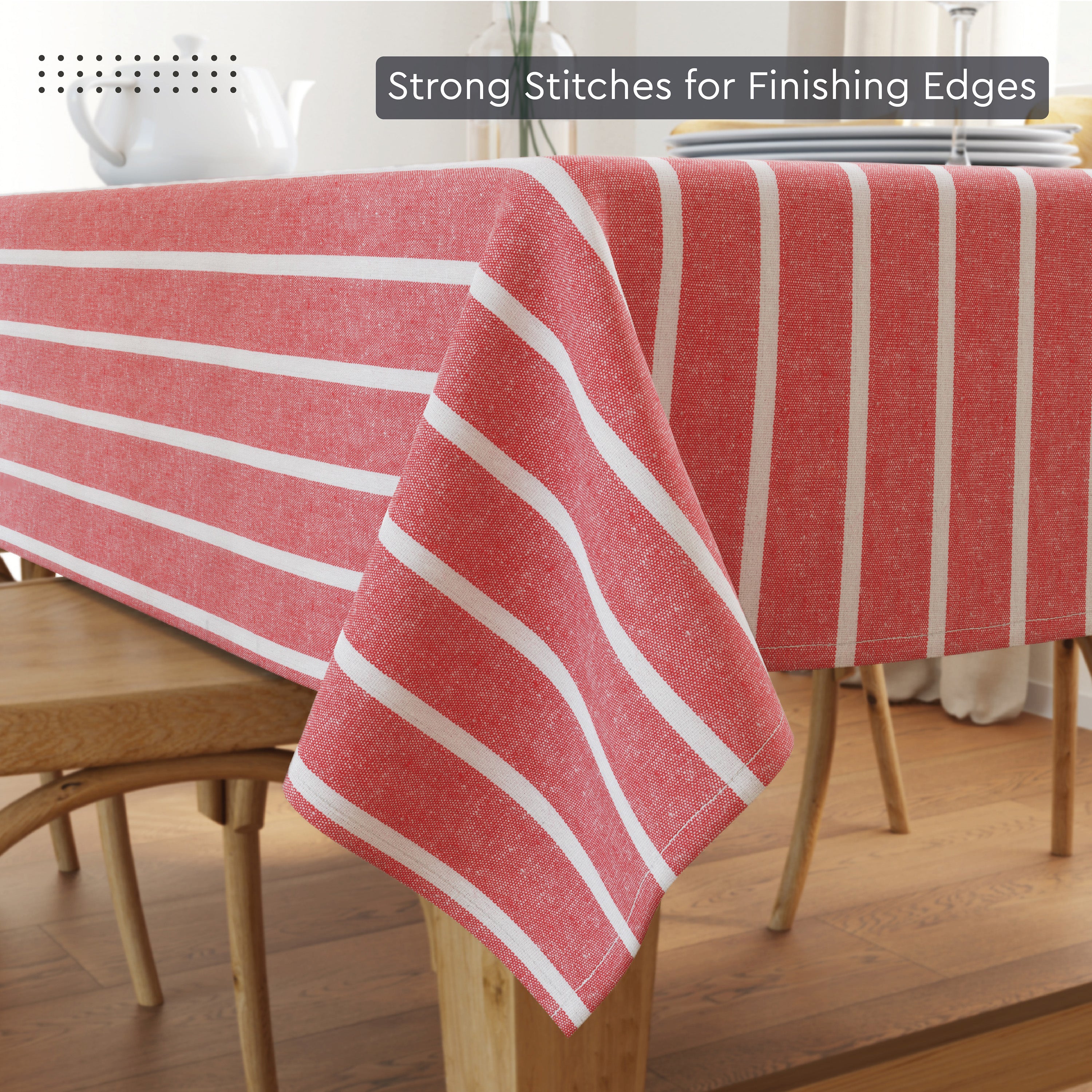 Cotton Roma Red Stripes Table Cloth (Pack of 1)