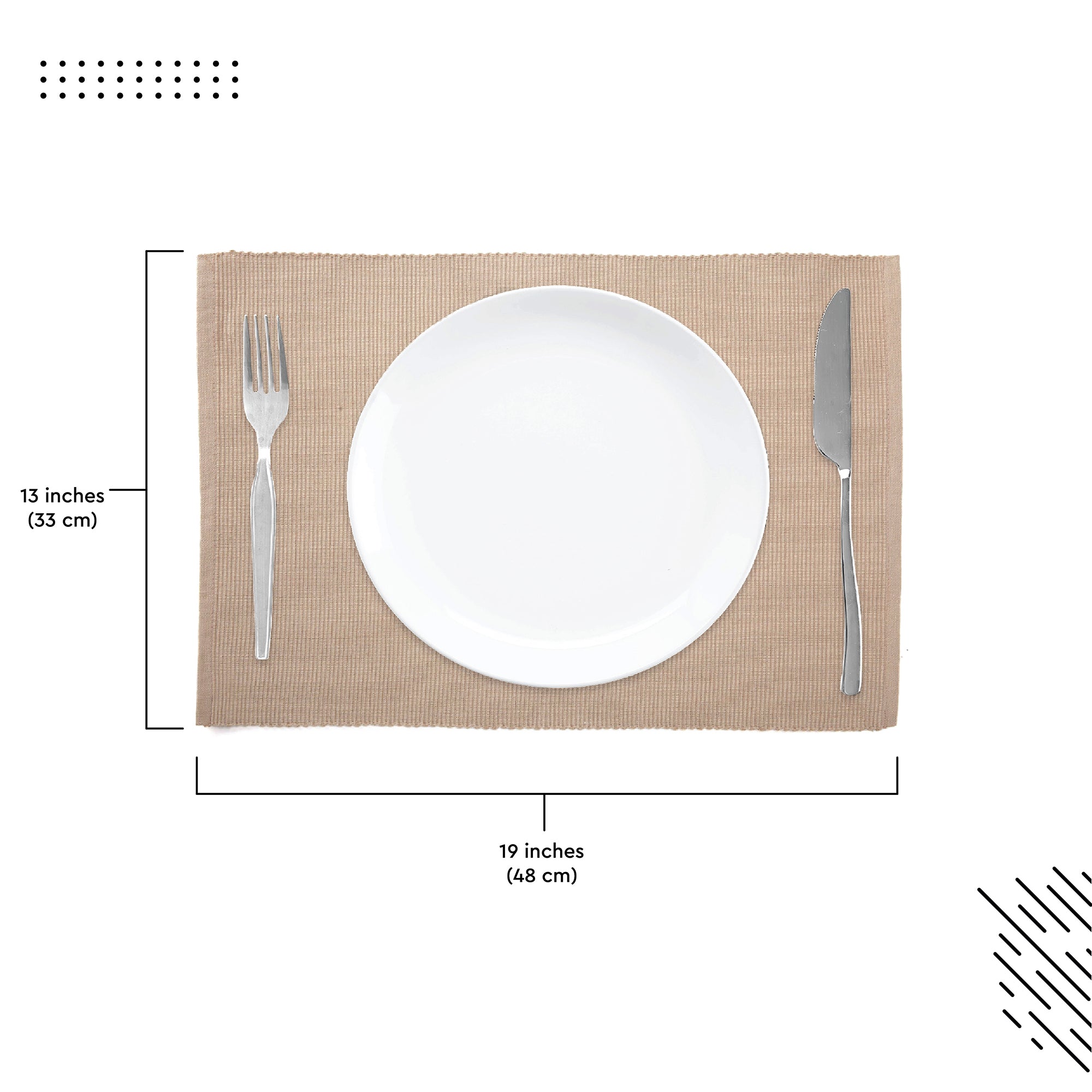 Cotton Solid Beige Placemat (Pack of 6)