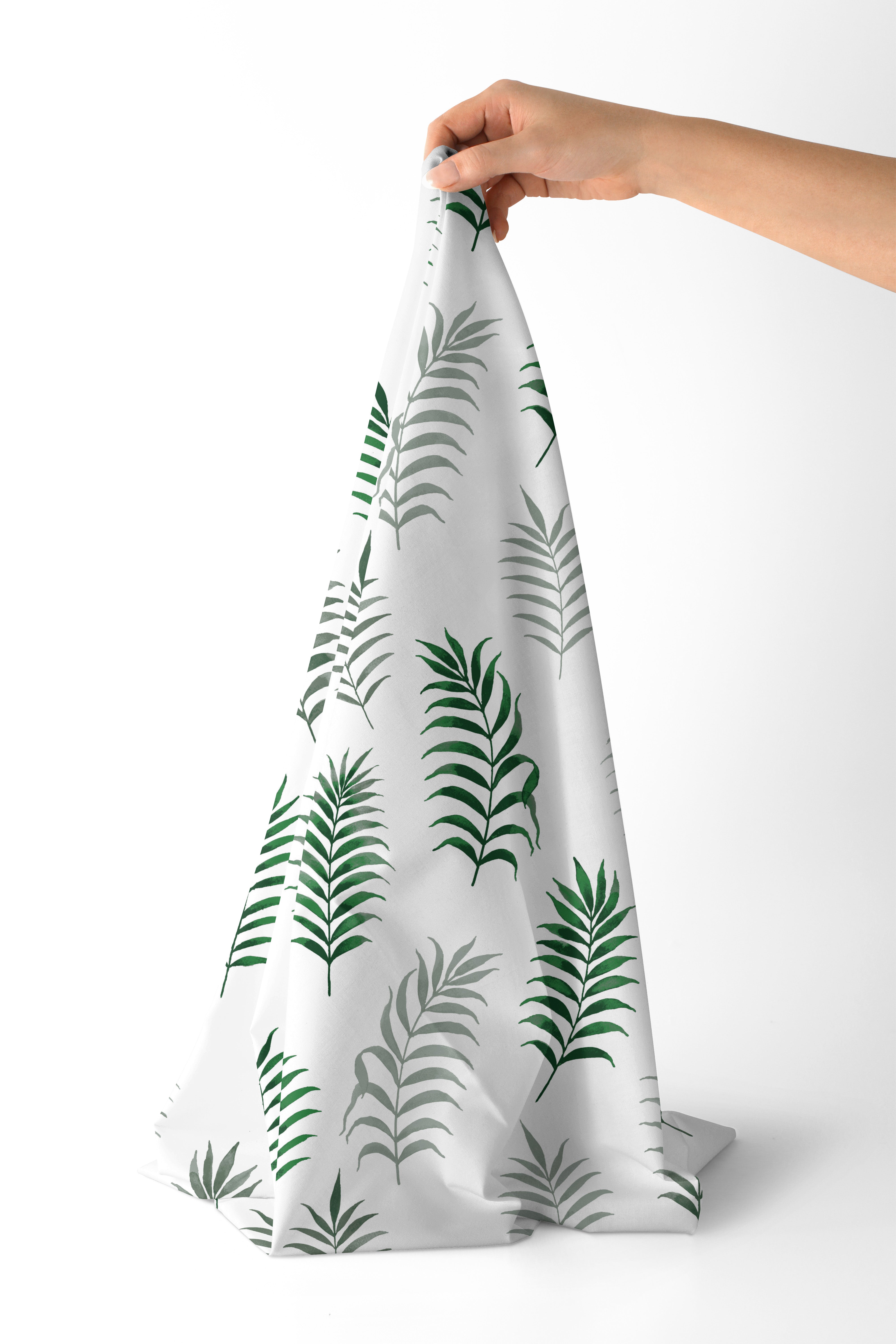 Polyester Printed Palm green Fabric (Pack of 1)