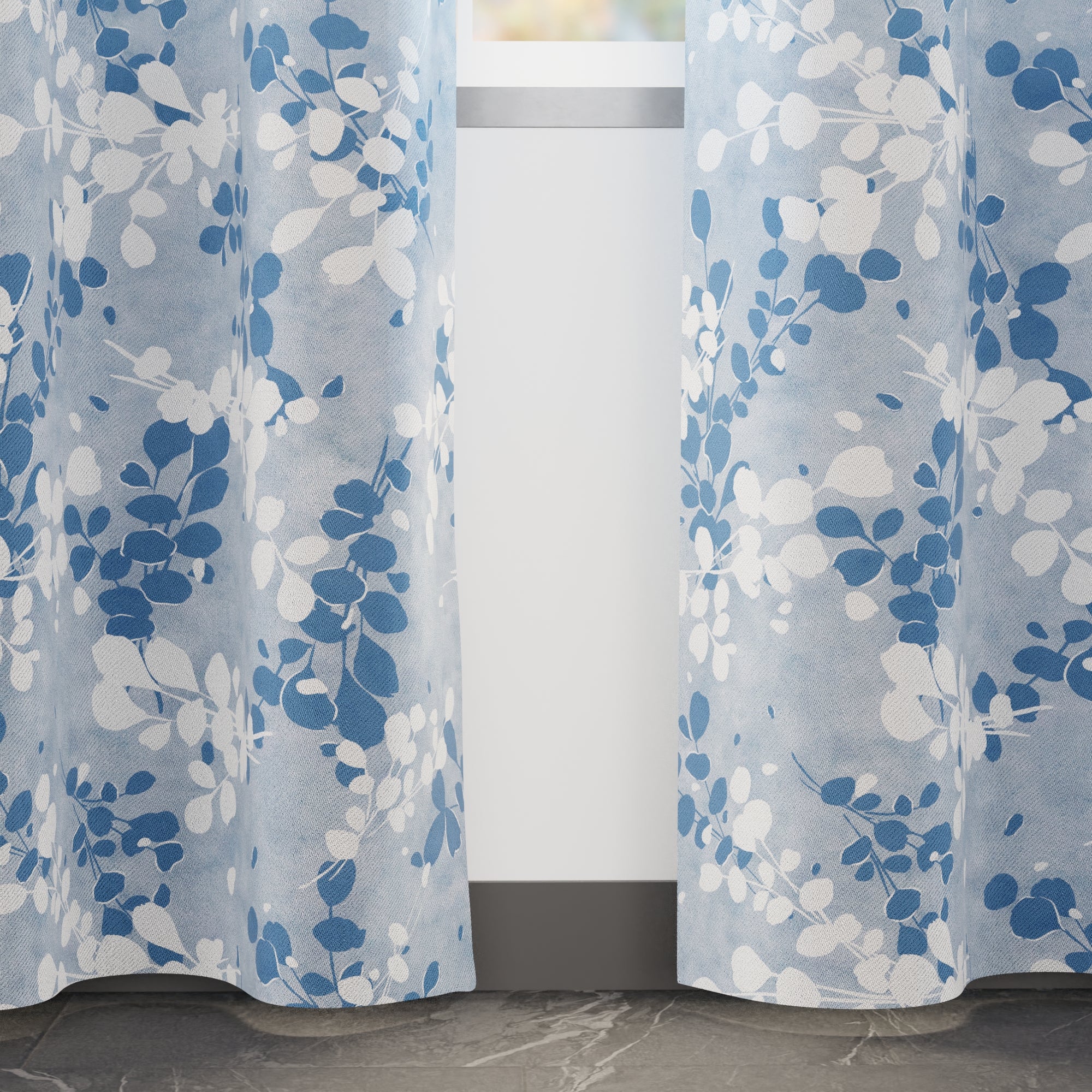 Blackout Polyester L2 Blue Curtain (Pack of 2)