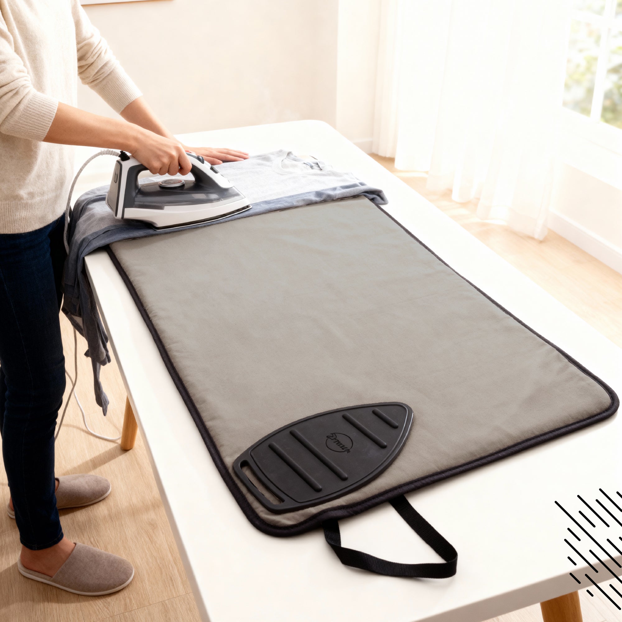 Cotton Beige Luxury Anti-Slip & Table Protector Ironing Mat (Pack of 1)
