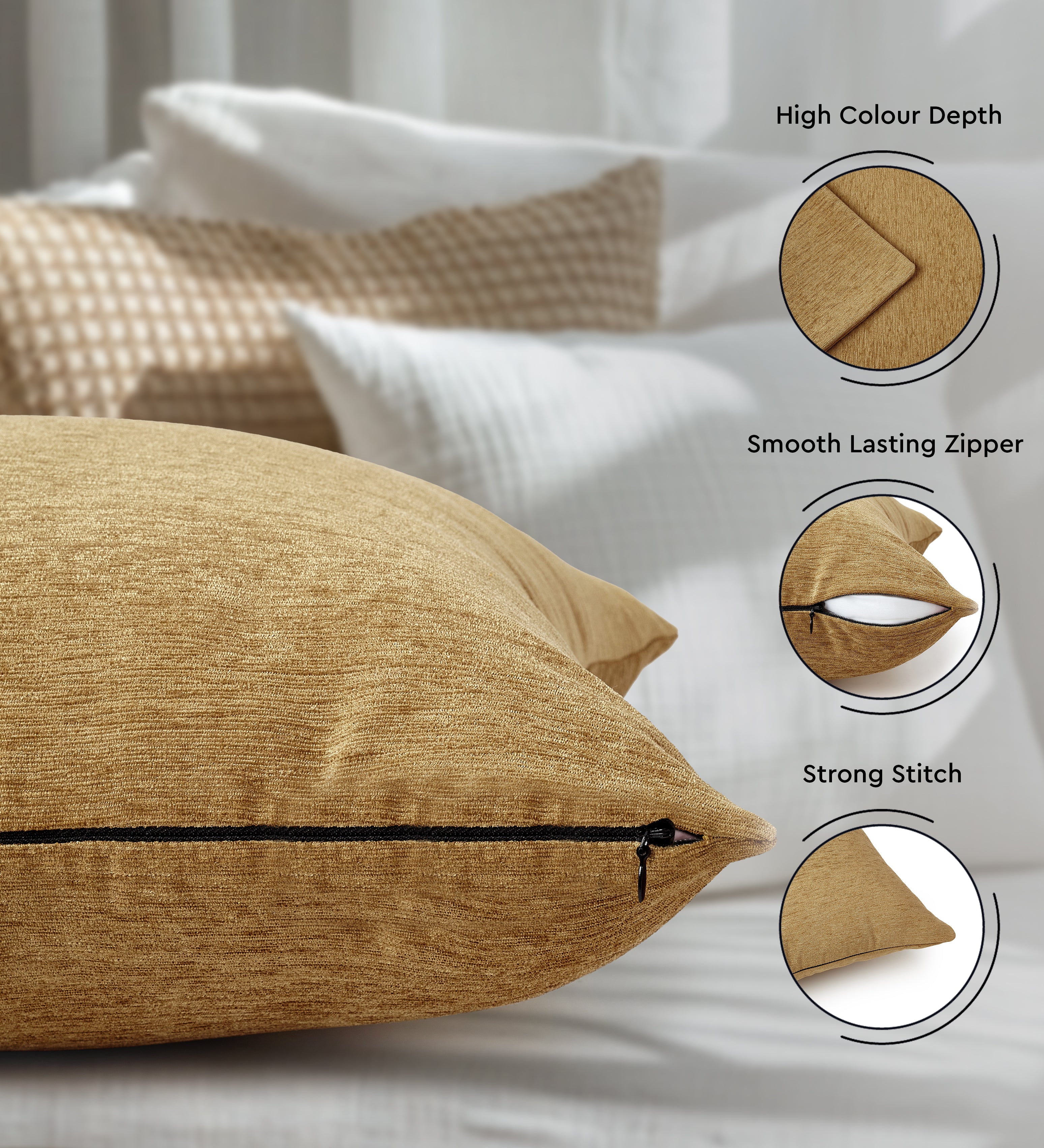 Chenille Gold Cushion Cover (Pack of 2)