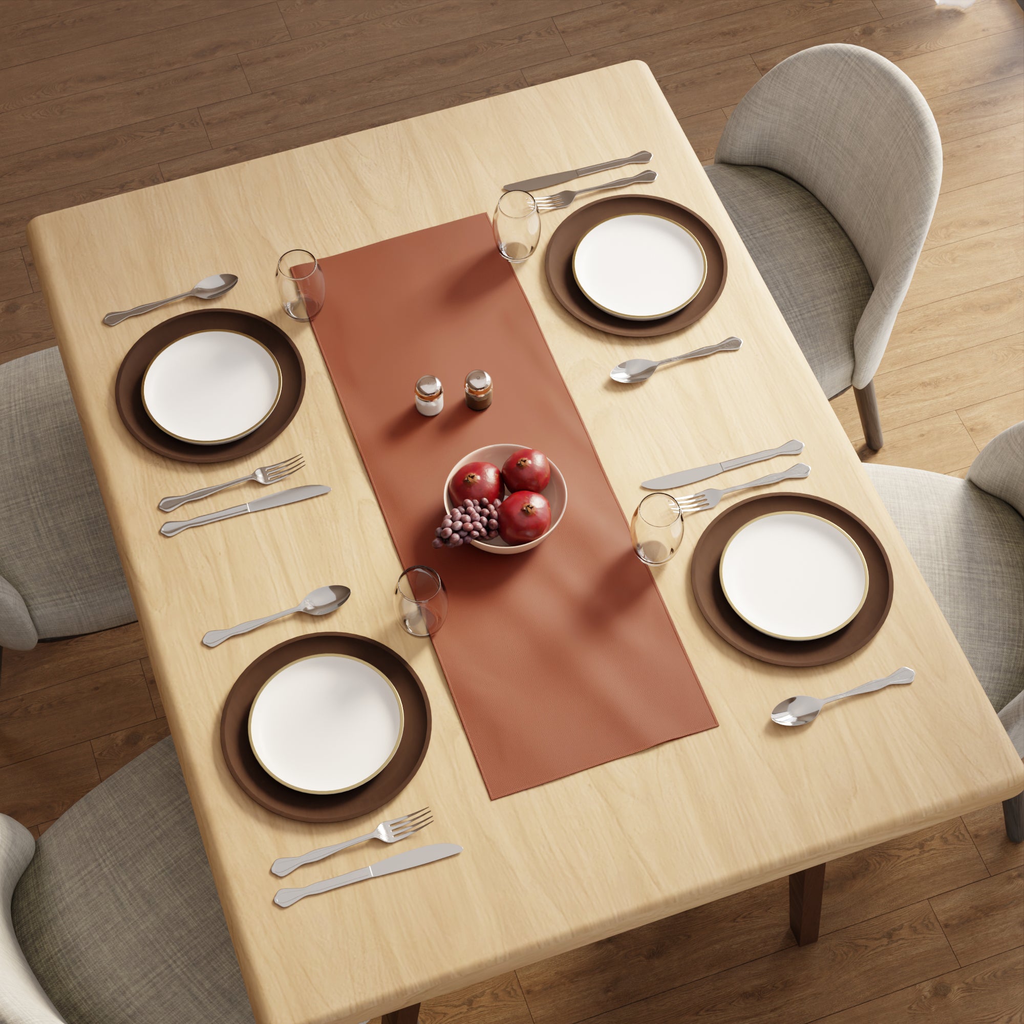 Faux Leather Tan Table Runner