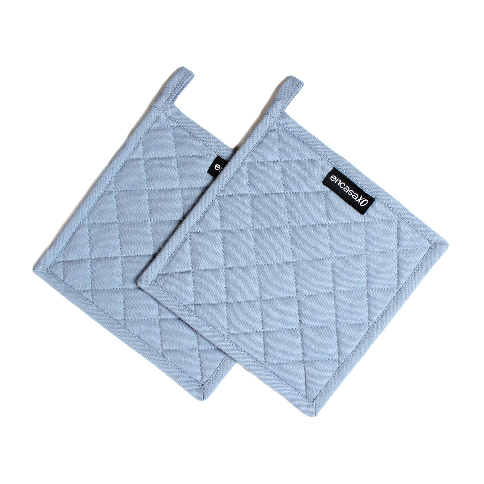 Cotton Canvas B Grey & Cobalt Blue Potholder (Pack of 2)