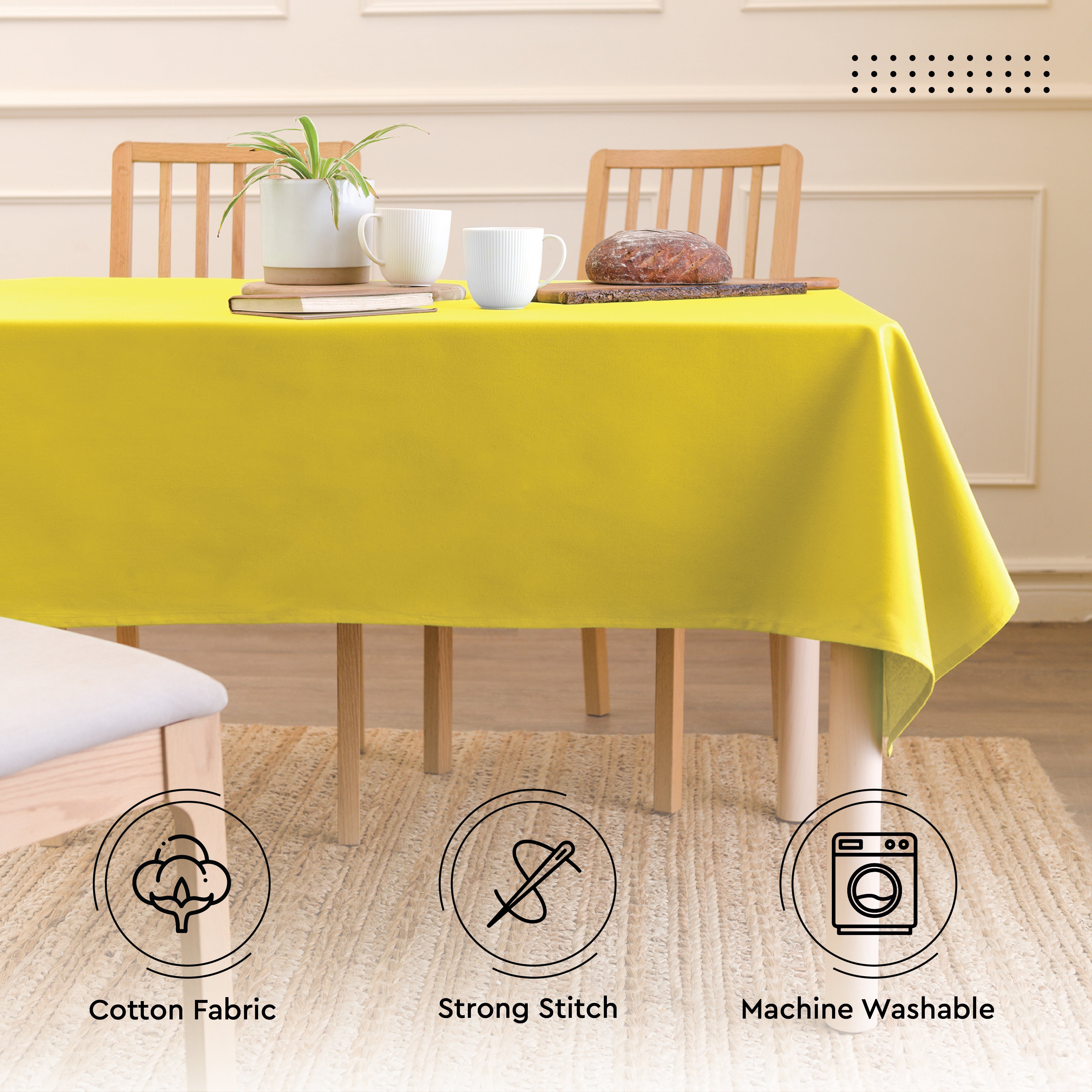 Cotton Sunbeam Yellow Table Cloth (Pack of 1)