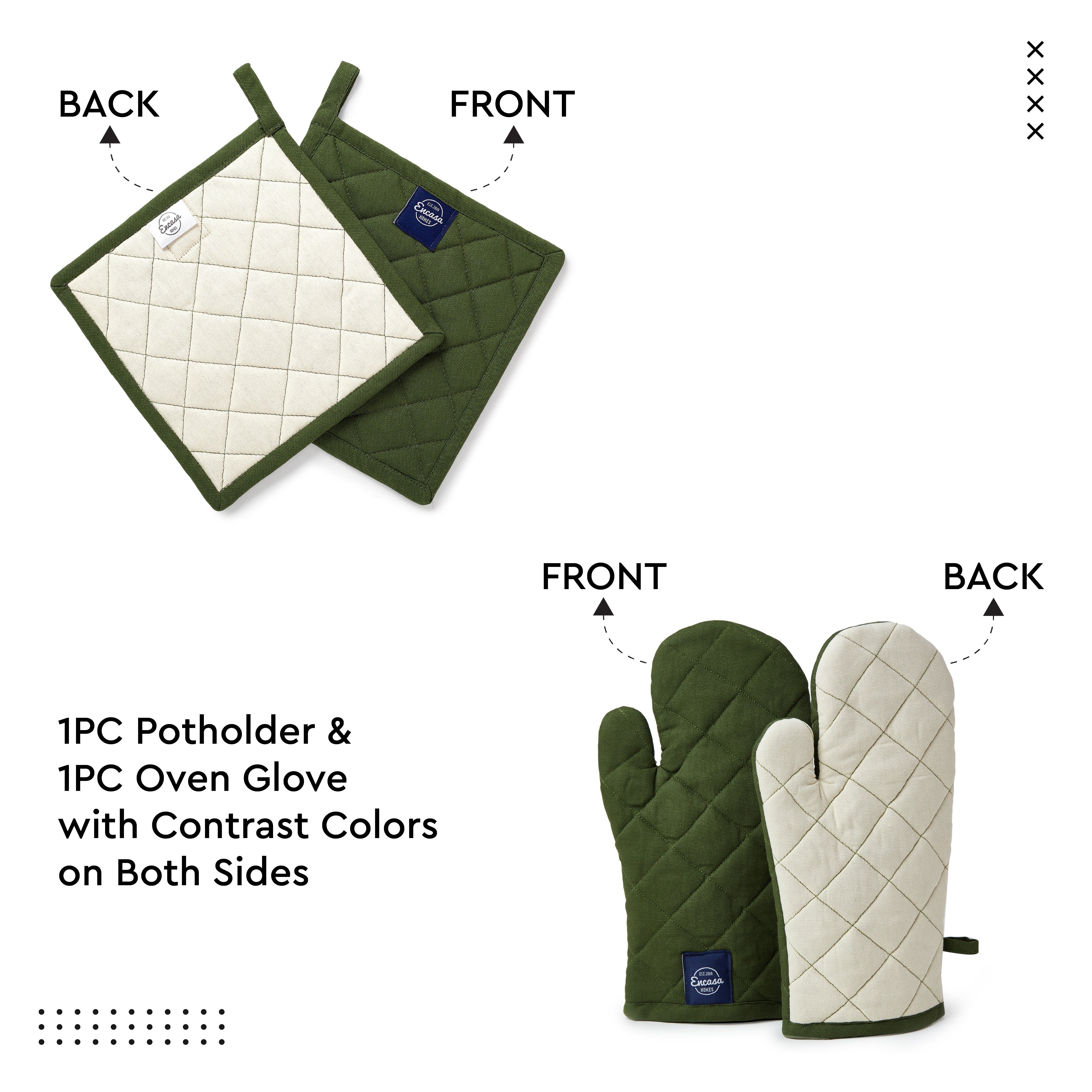 Cotton Leaf Green Oven Glove & Pot Holder