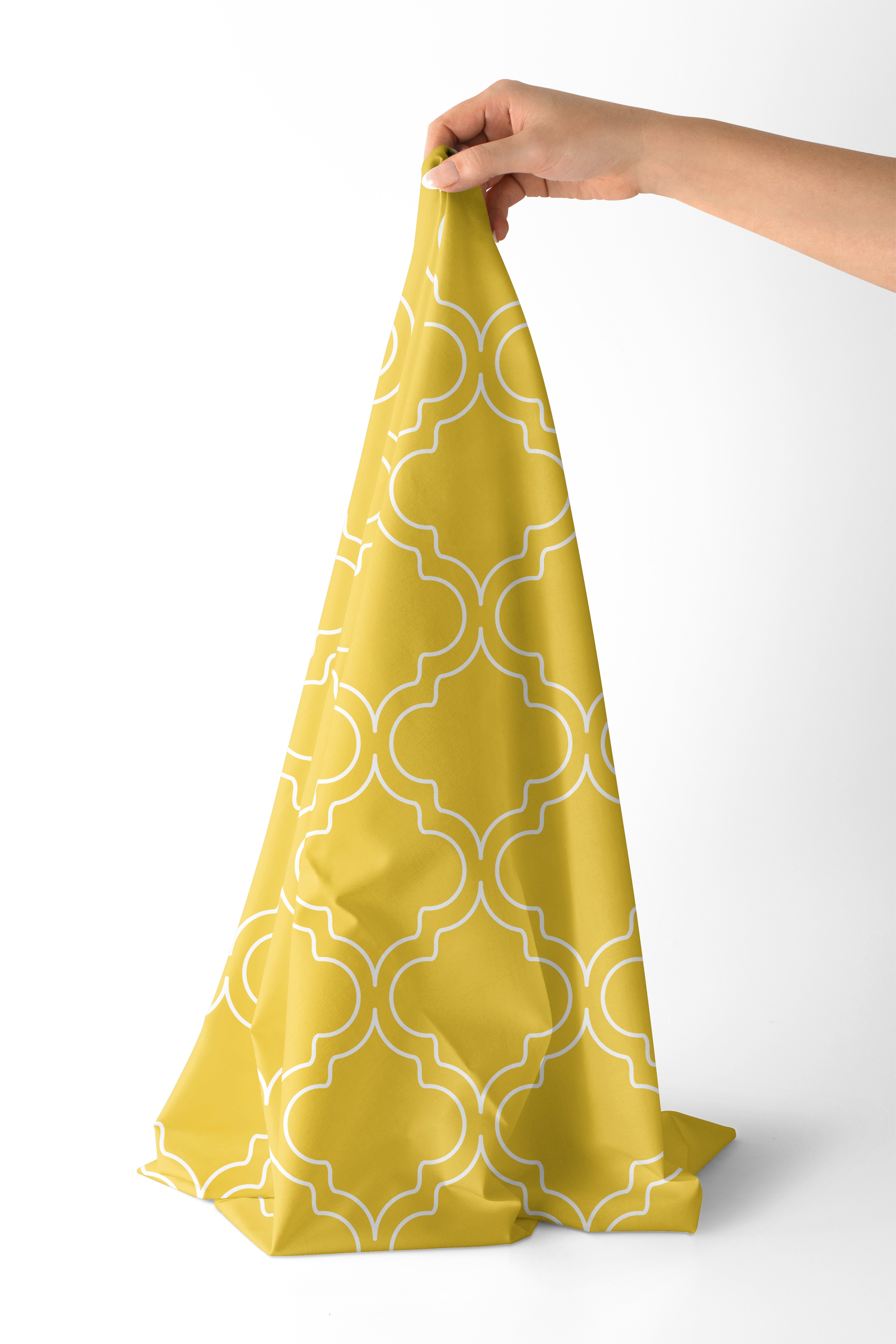 Polyester Printed Trellis Yellow Fabric (Pack of 1)