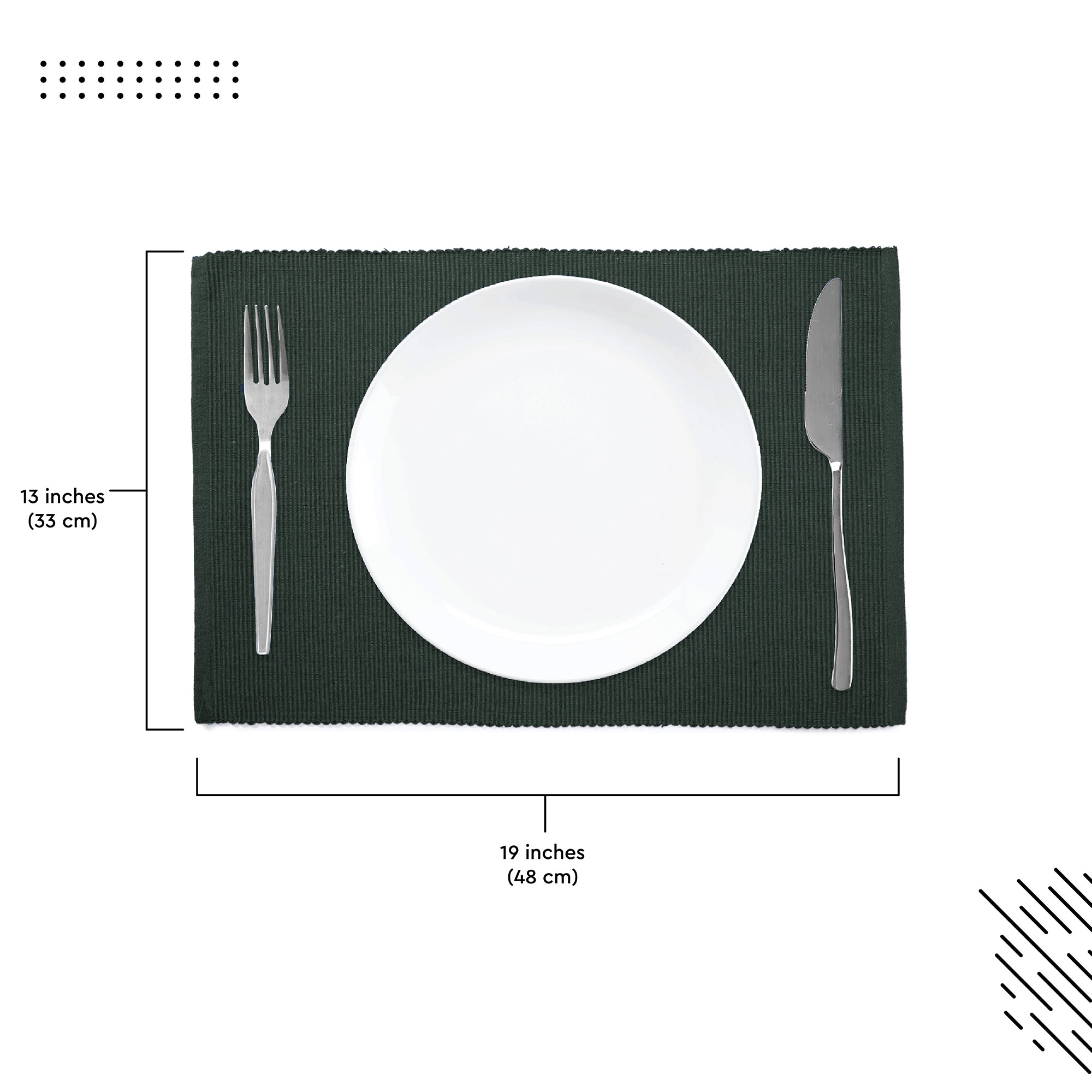 Cotton Dark Green Placemat (Pack of 6)