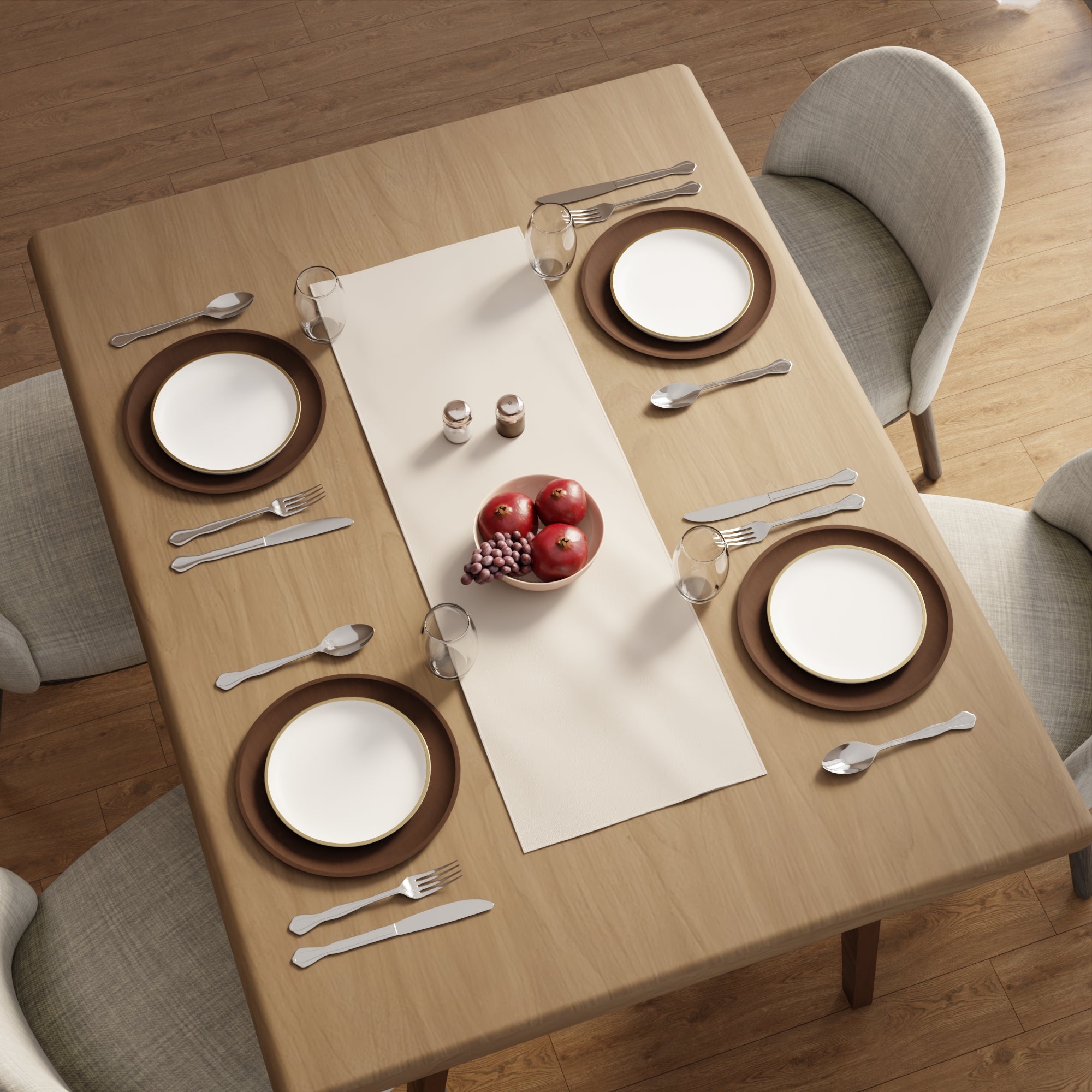 PVC Leather Cream Table Runner (Pack of 1)