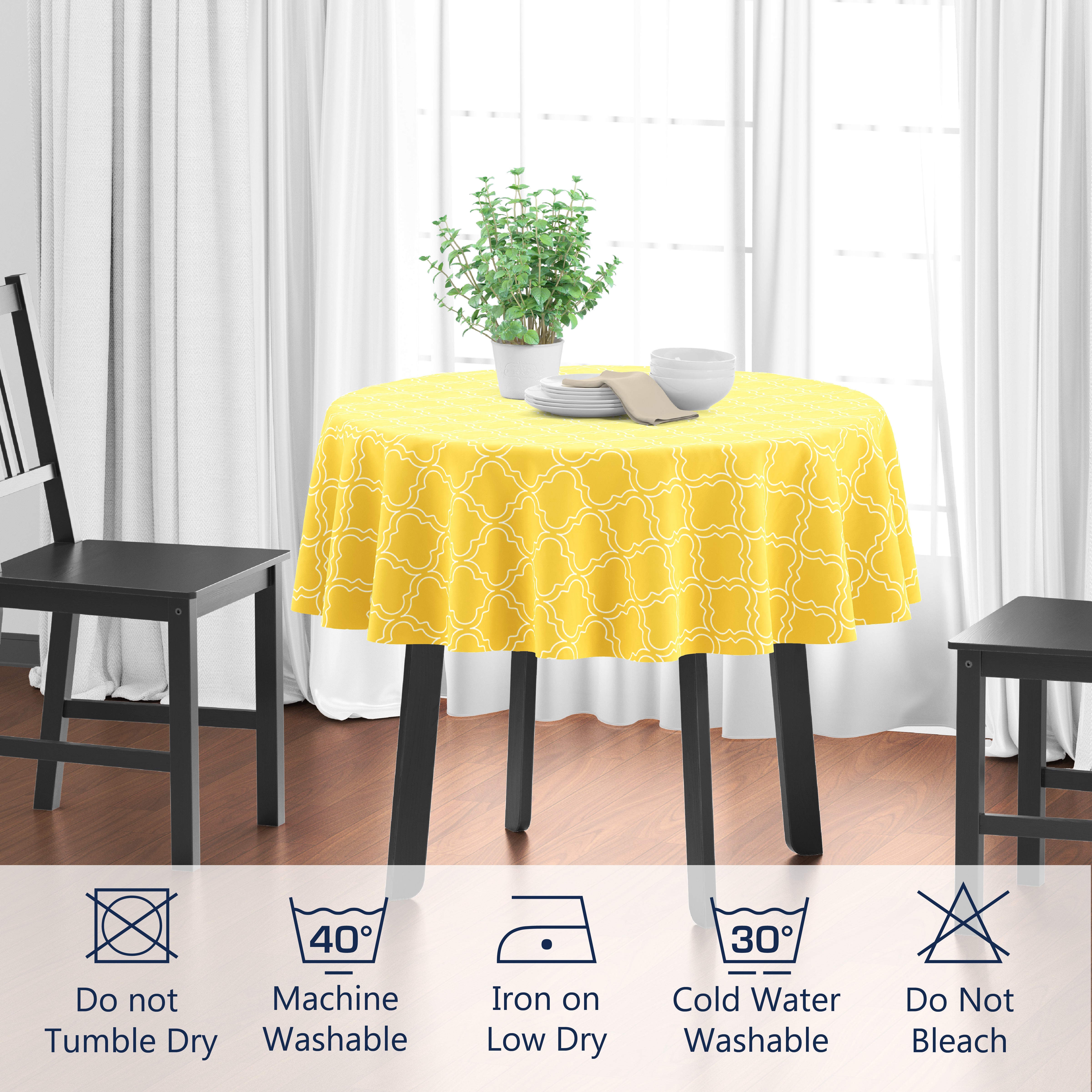 Polyester Yellow Trellis Table Cloth (Pack of 1)