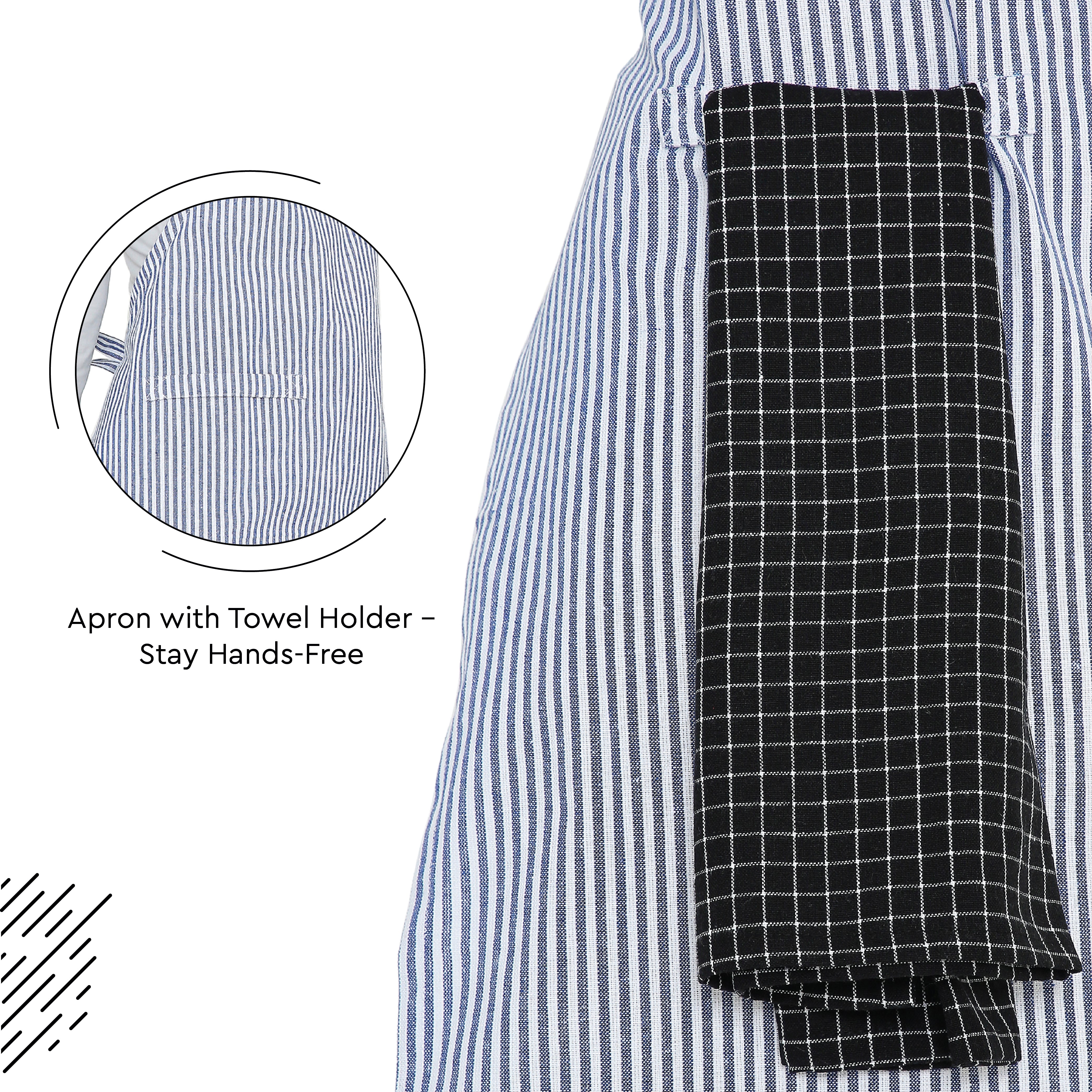Cotton Ticking Black Apron (Pack of 1)