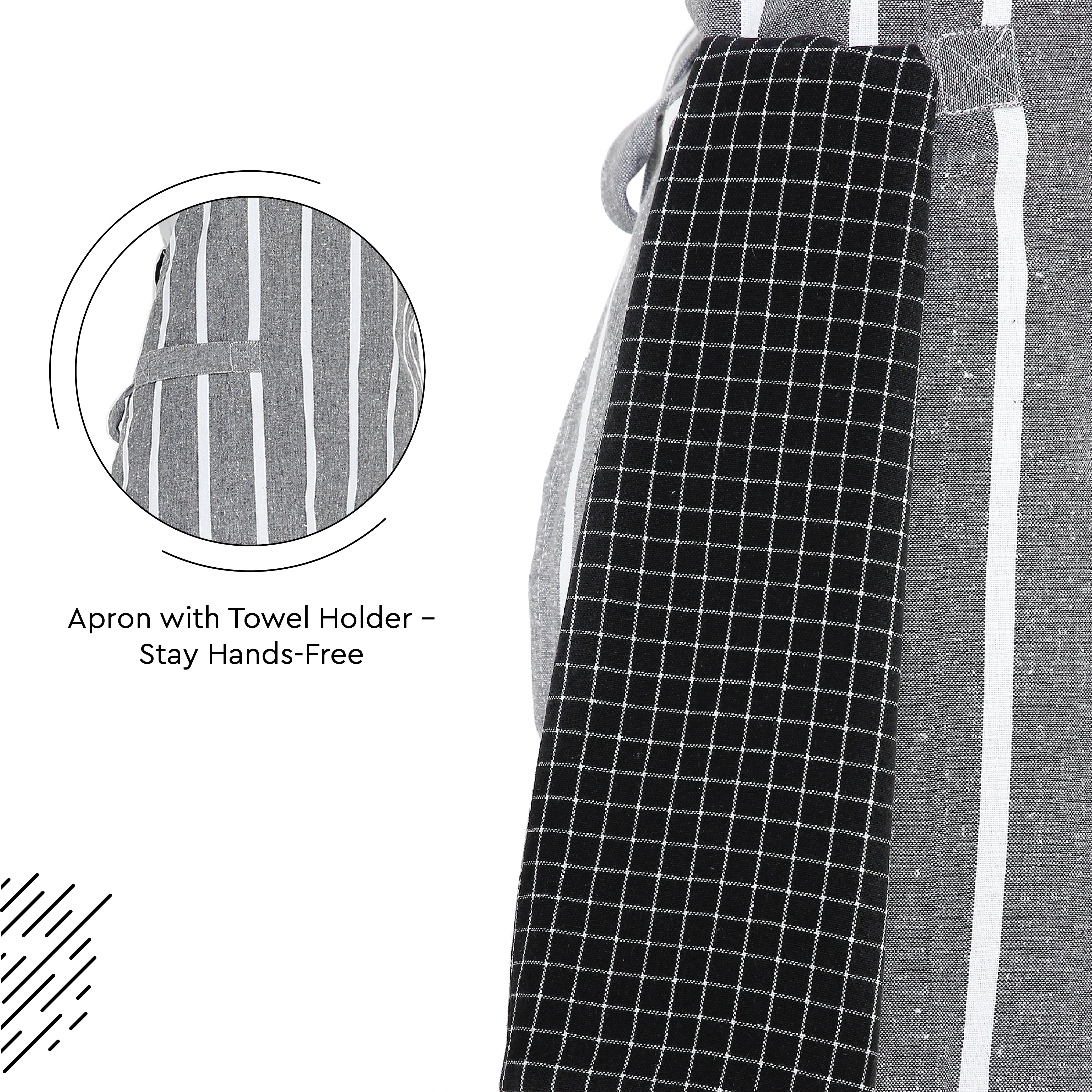 Cotton Roma Grey Stripes Apron (Pack of 1)
