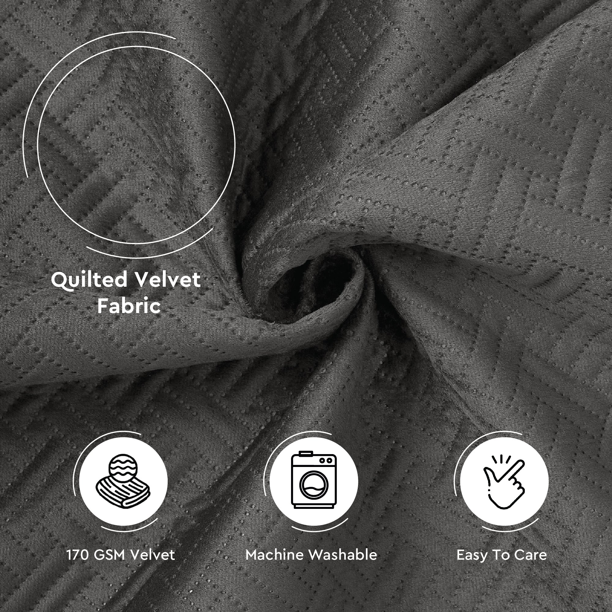 Quilted Velvet Fabric by Meters 54 Inches Wide | 170 GSM | Ideal For Curtain, Cushion, Upholstery, Bags