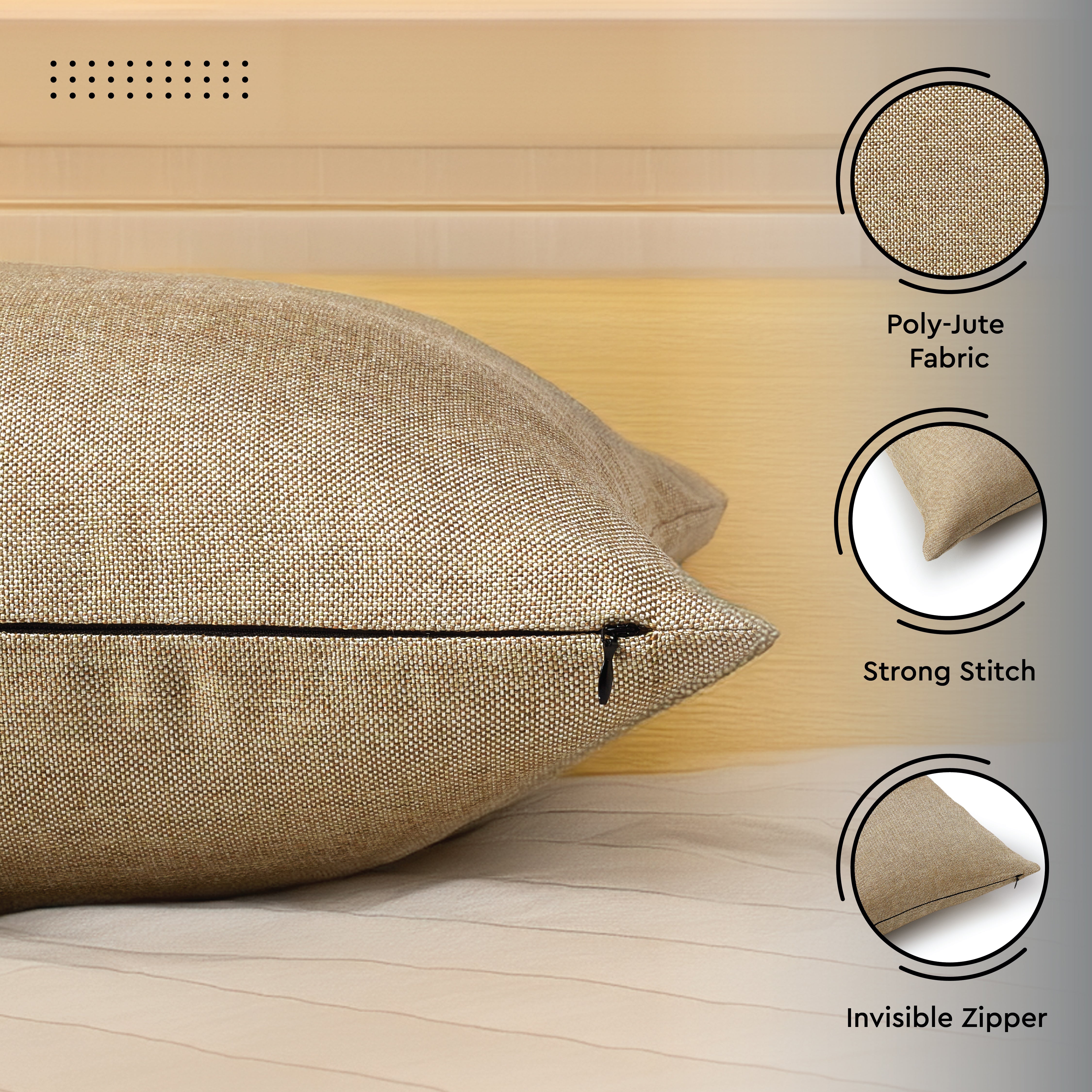 Jute Cherry Fawn Cushion Cover (Pack of 2)