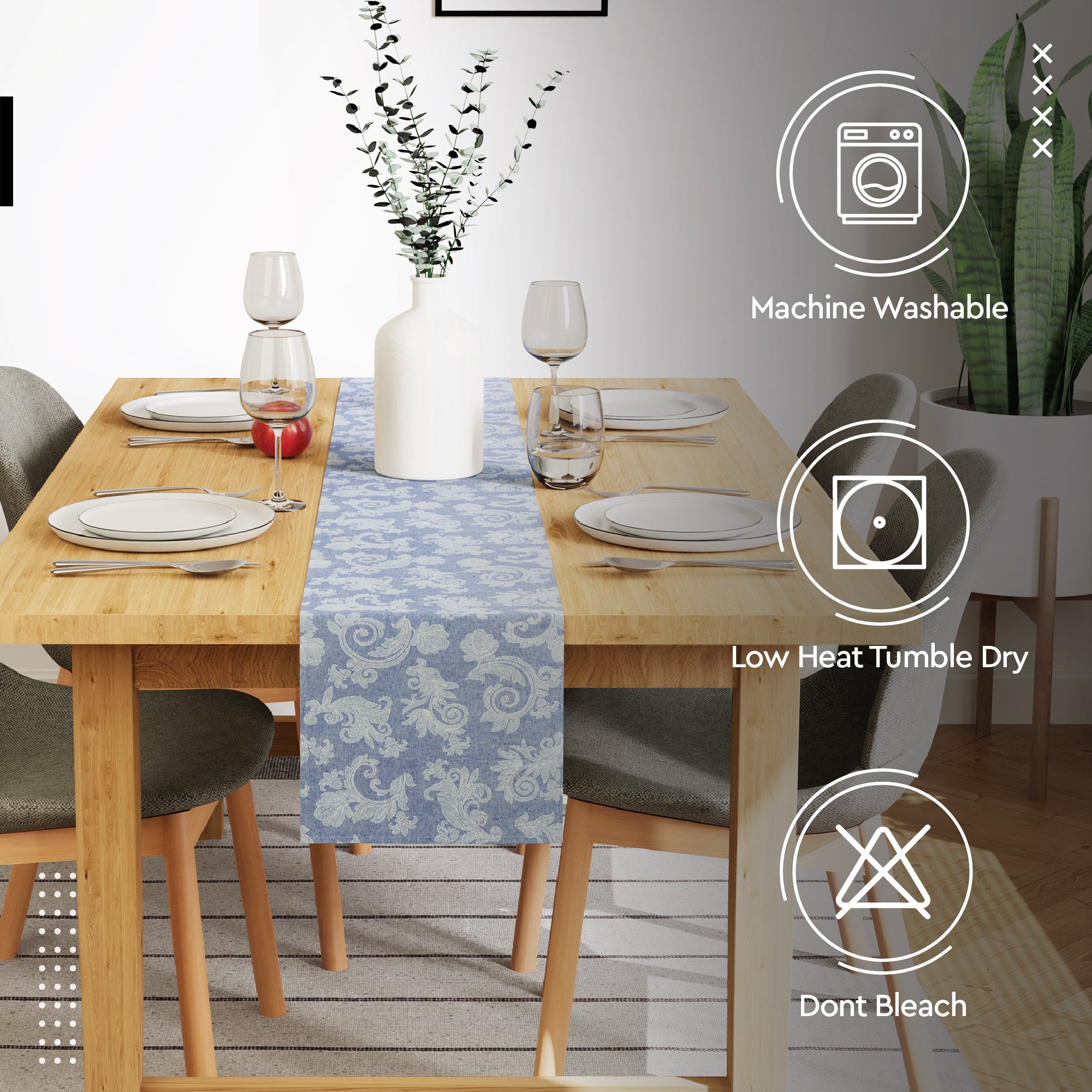 Cotton Blue Table Runner (Pack of 1)