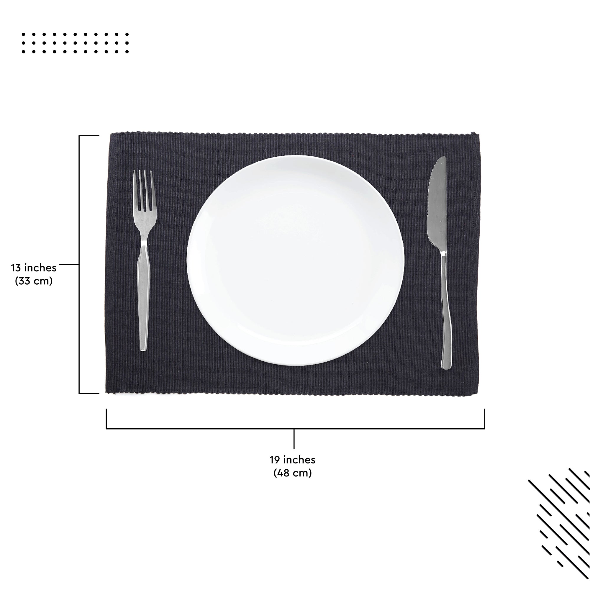 Cotton Solid Grey Placemat (Pack of 6)