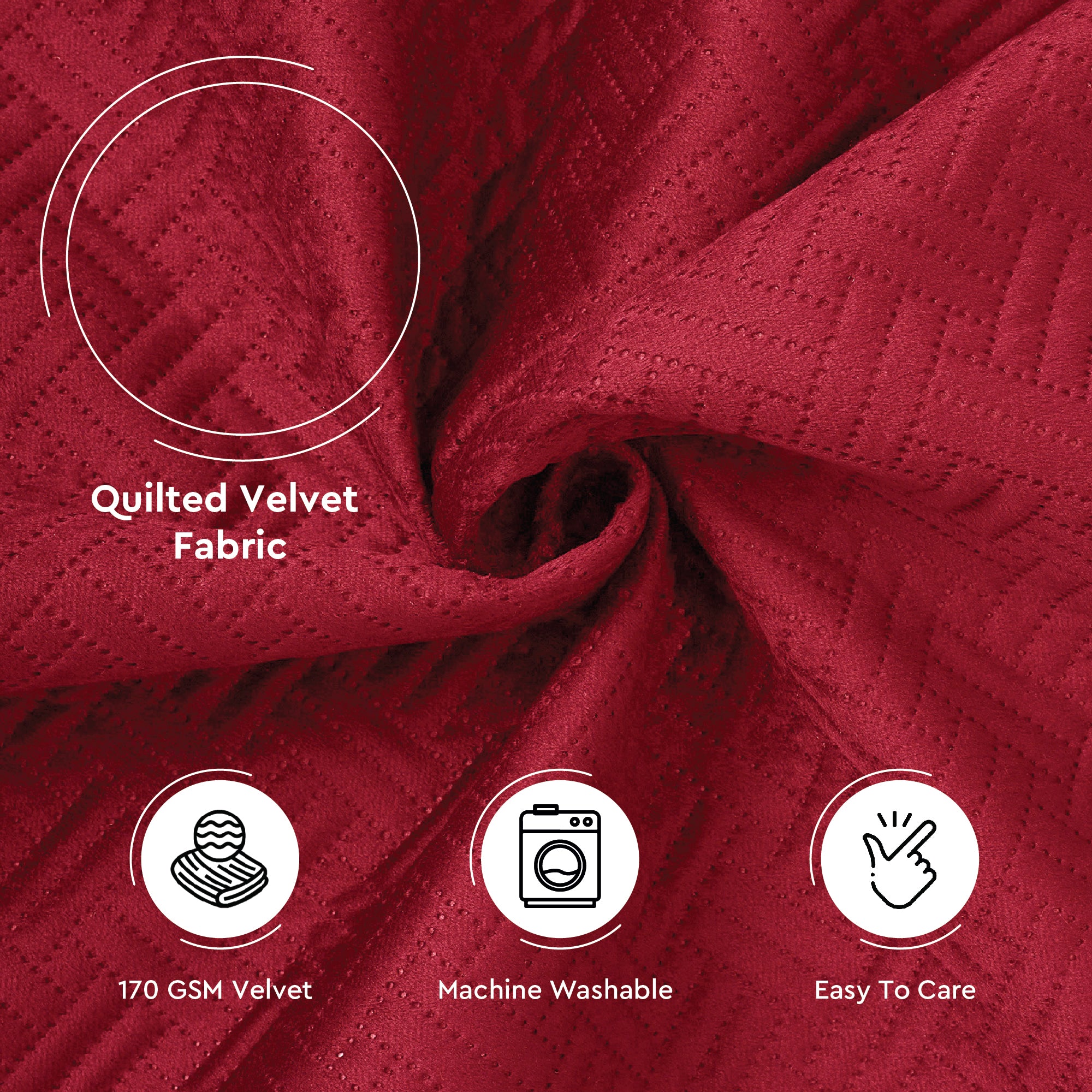 Quilted Velvet Fabric by Meters 54 Inches Wide | 170 GSM | Ideal For Curtain, Cushion, Upholstery, Bags