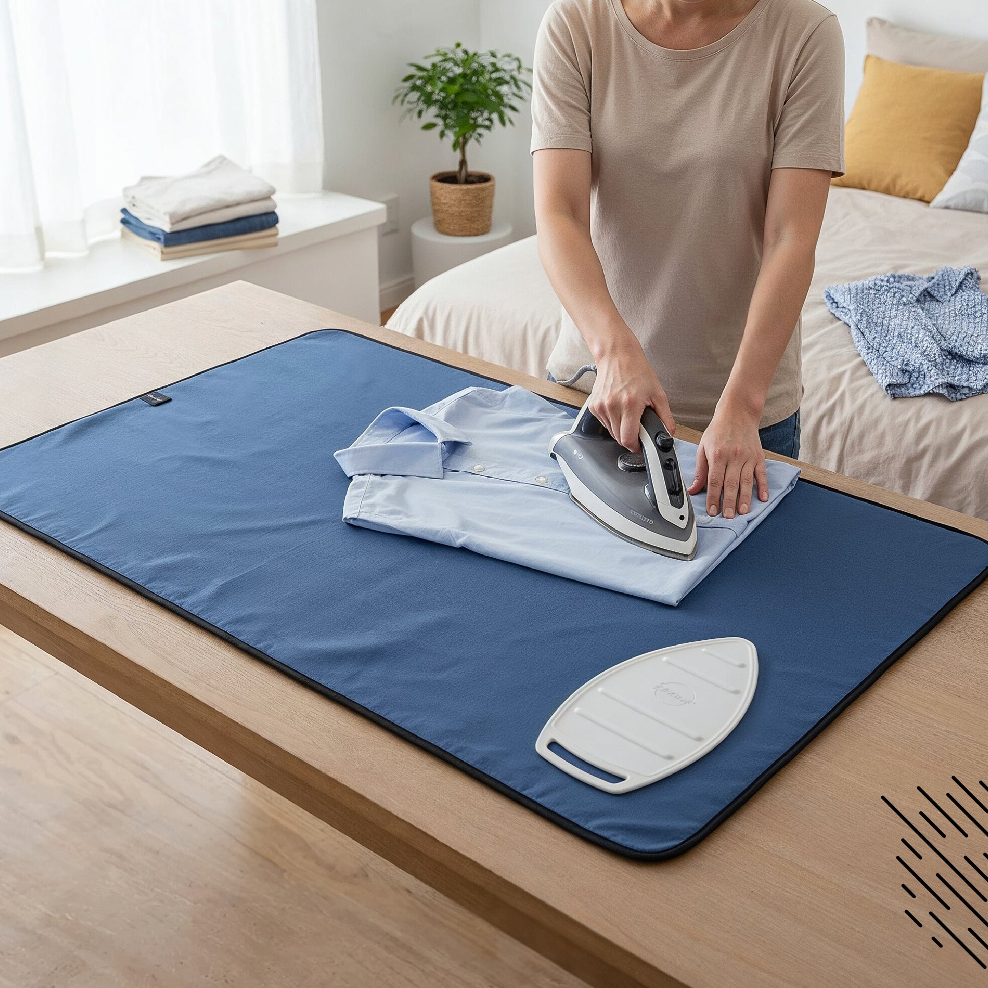Cotton Cobalt Luxury Anti-Slip & Table Protector Ironing Mat (Pack of 1)