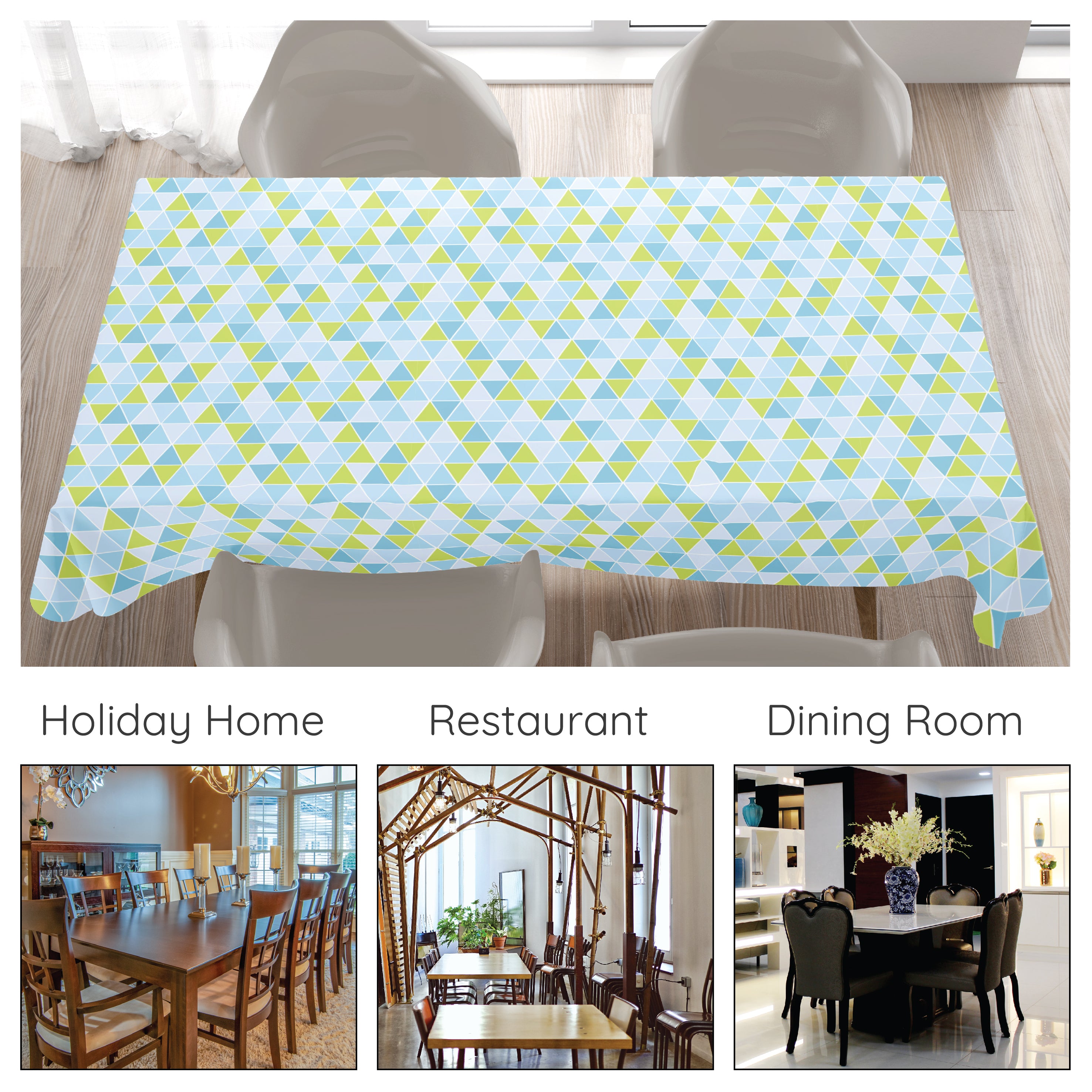 Cotton Triangles Aqua Table Cloth (Pack of 1)