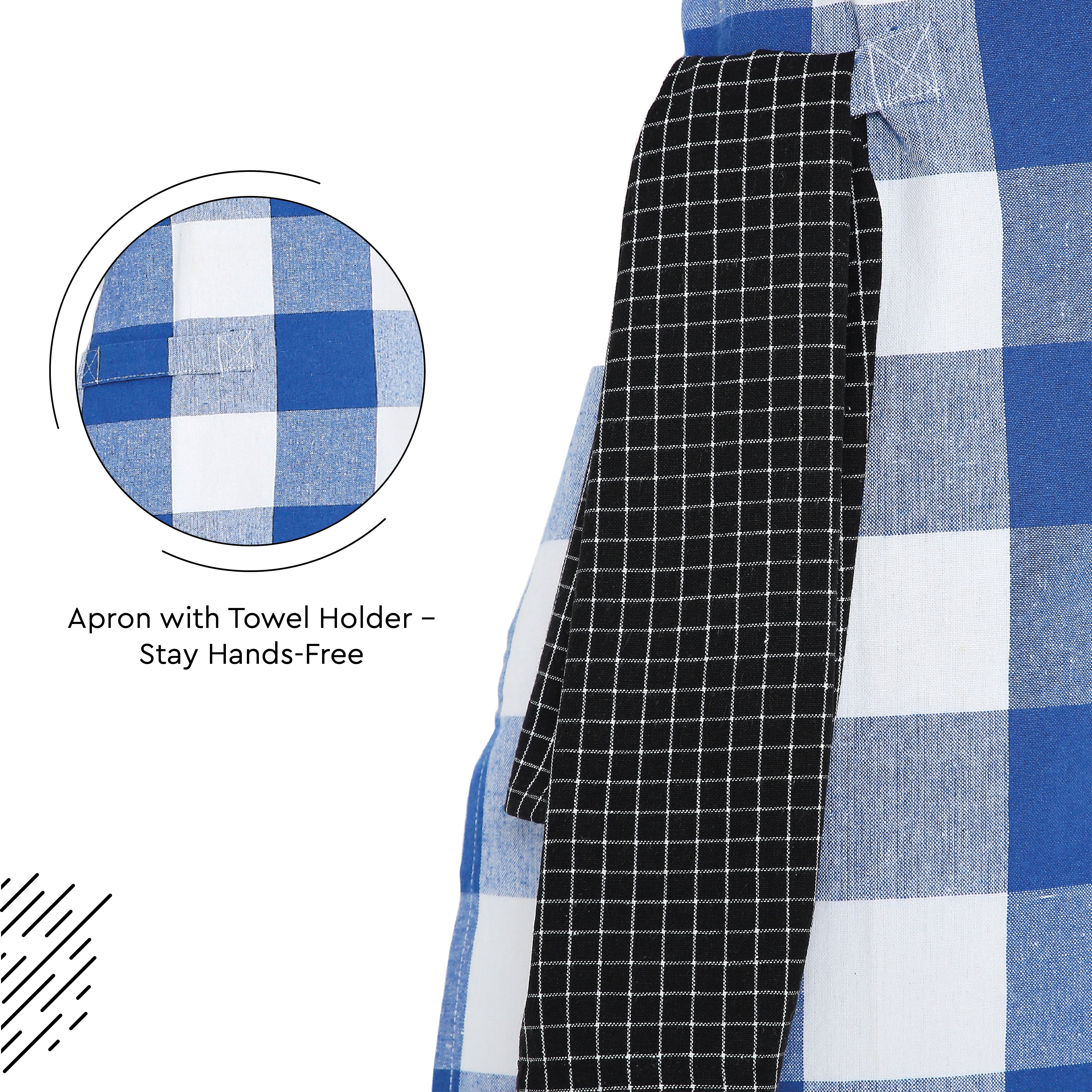 Cotton Buffalo Blue Checks Apron (Pack of 1)