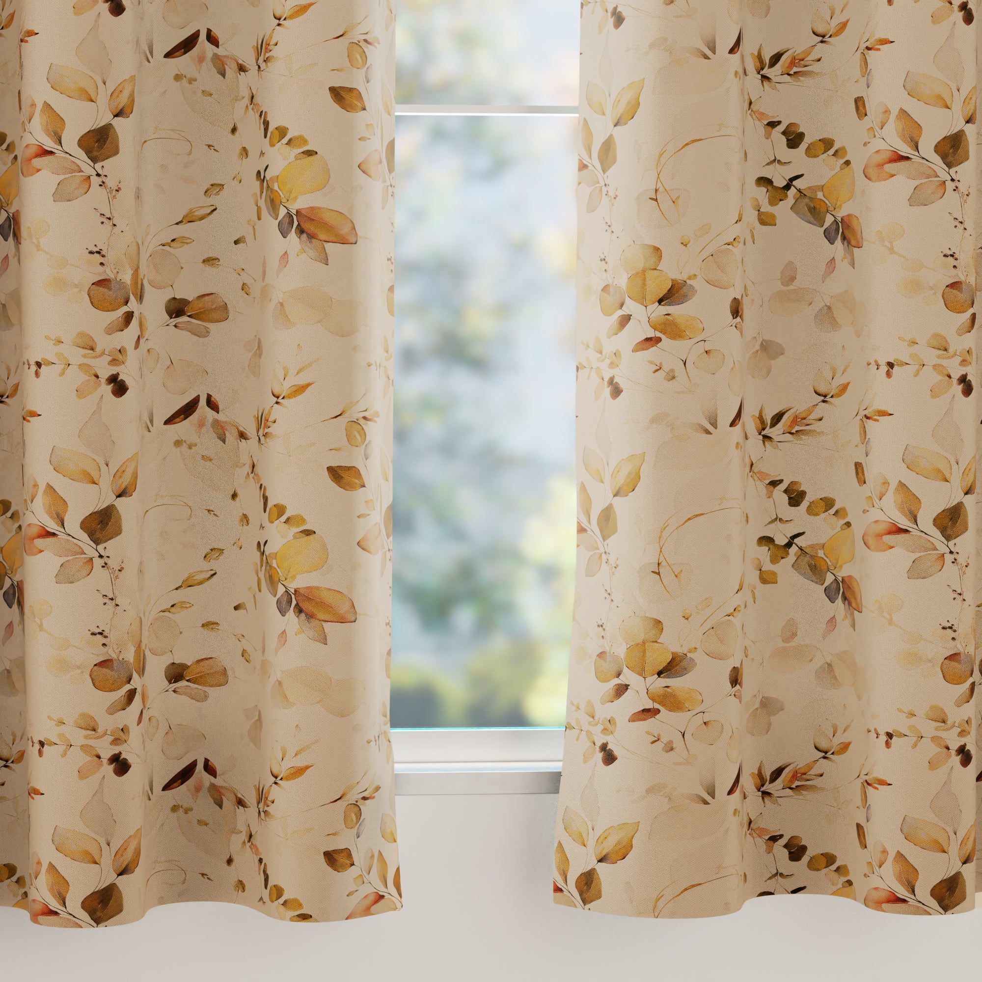 Blackout Polyester L1 Gold Curtain (Pack of 2)